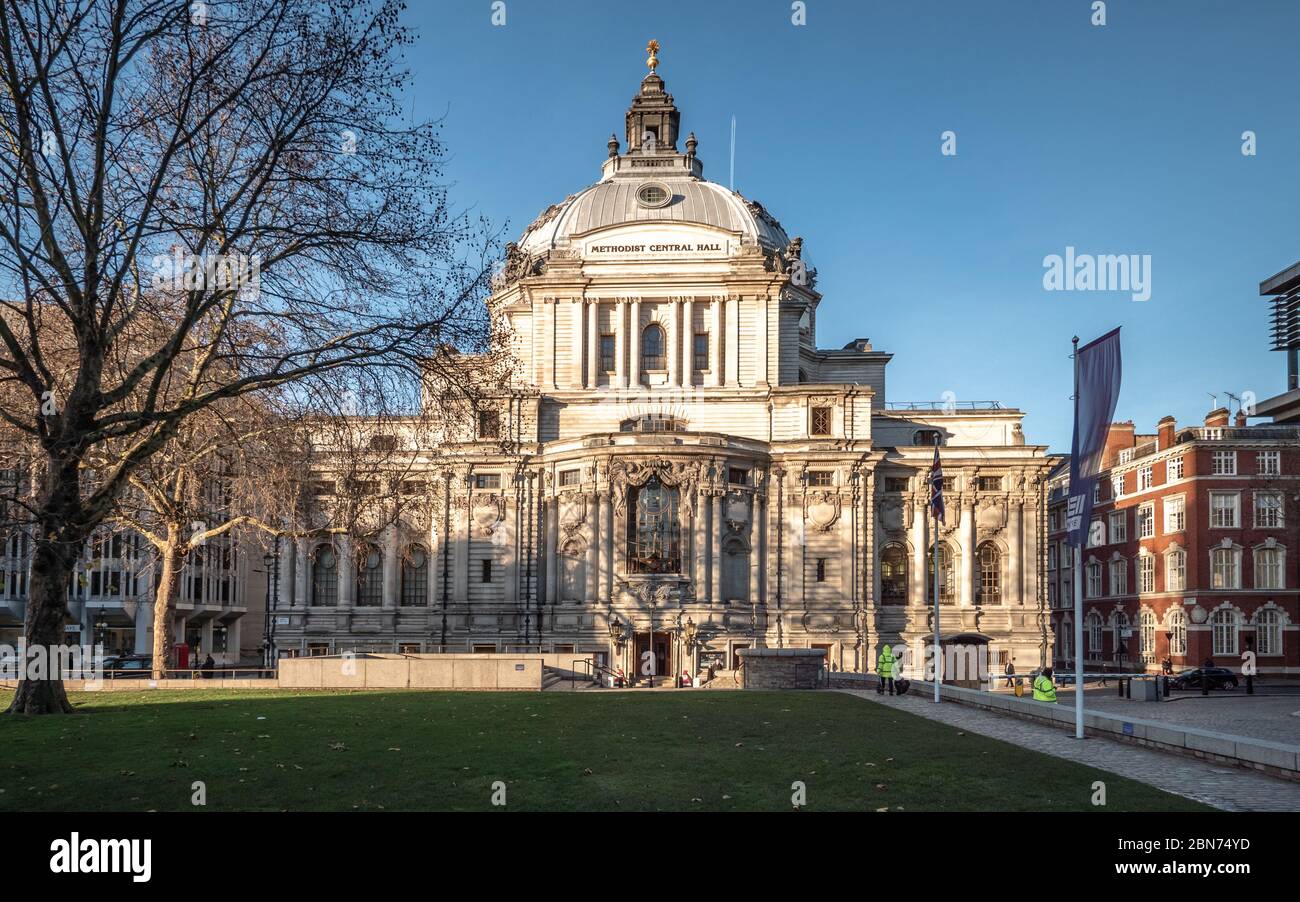 The Methodist Central Hall, Westminster, London. The former headquarters of the Methodist Church of Great Britain near Westminster Abbey. Stock Photo