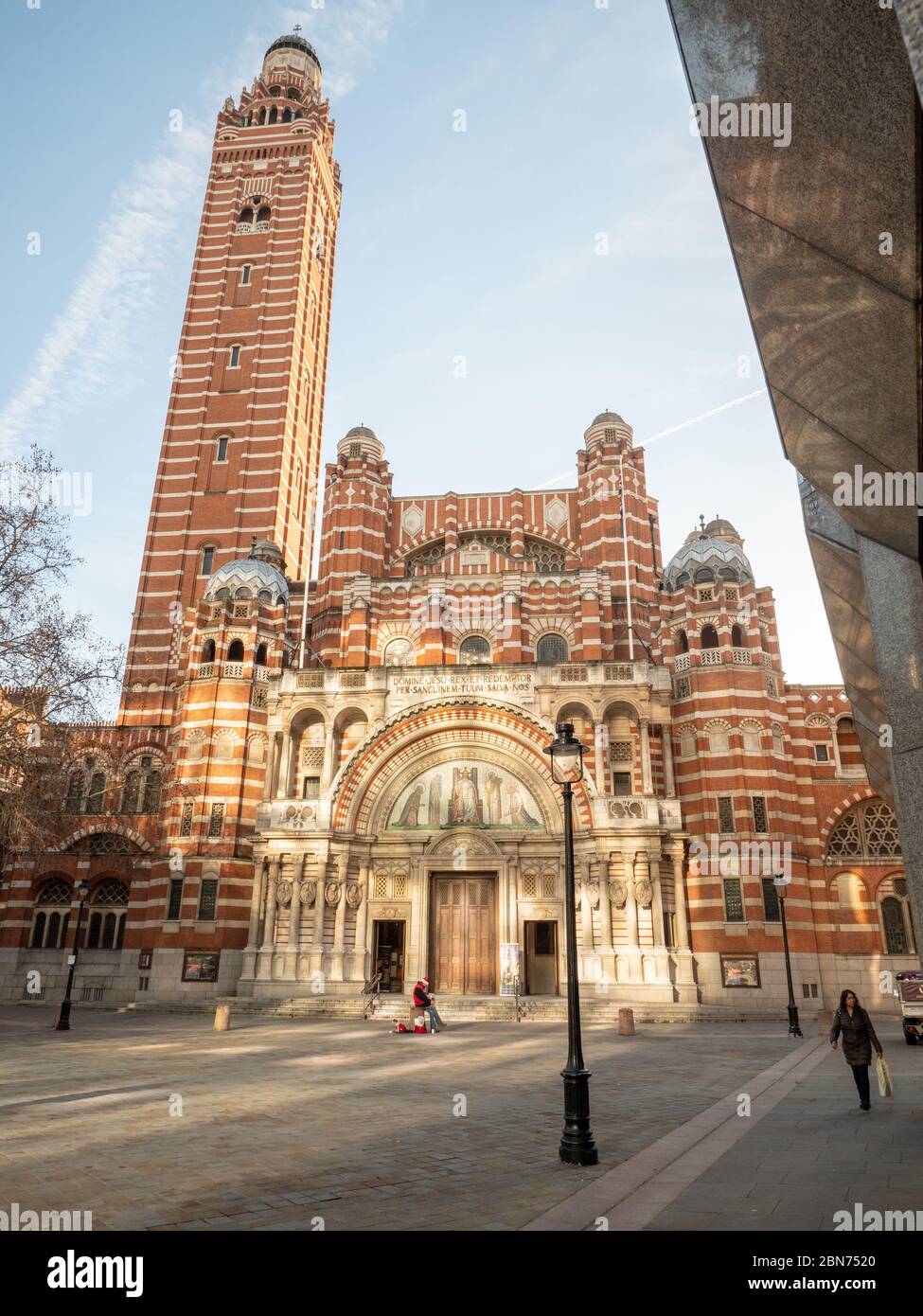 Westminster Cathedral, London. The largest Catholic church building in England and Wales and the seat to the Archbishop of Westminster. Stock Photo