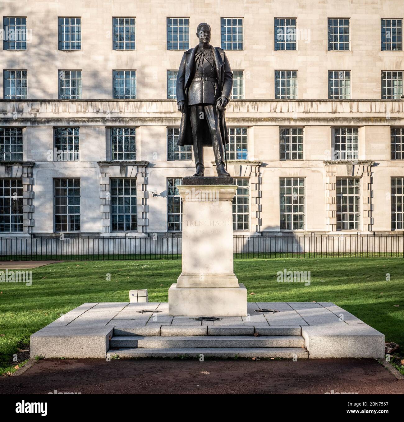 Statue to Hugh Montague Trenchard, a British officer instrumental in establishing the UK Royal Air Force (RAF). Ministry of Defence, Whitehall. Stock Photo