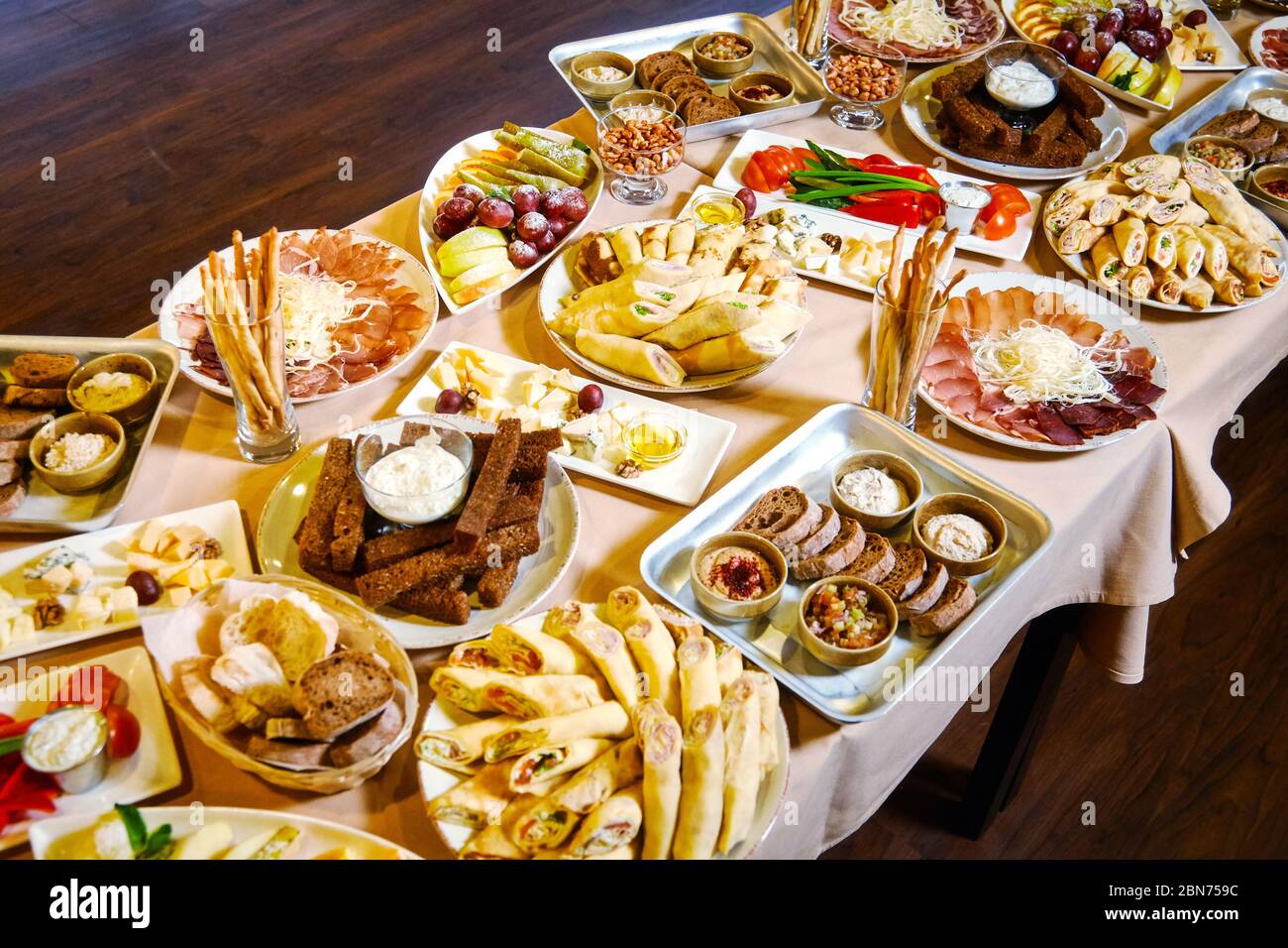 a lot of delicious food on the table, buffet, feast Stock Photo