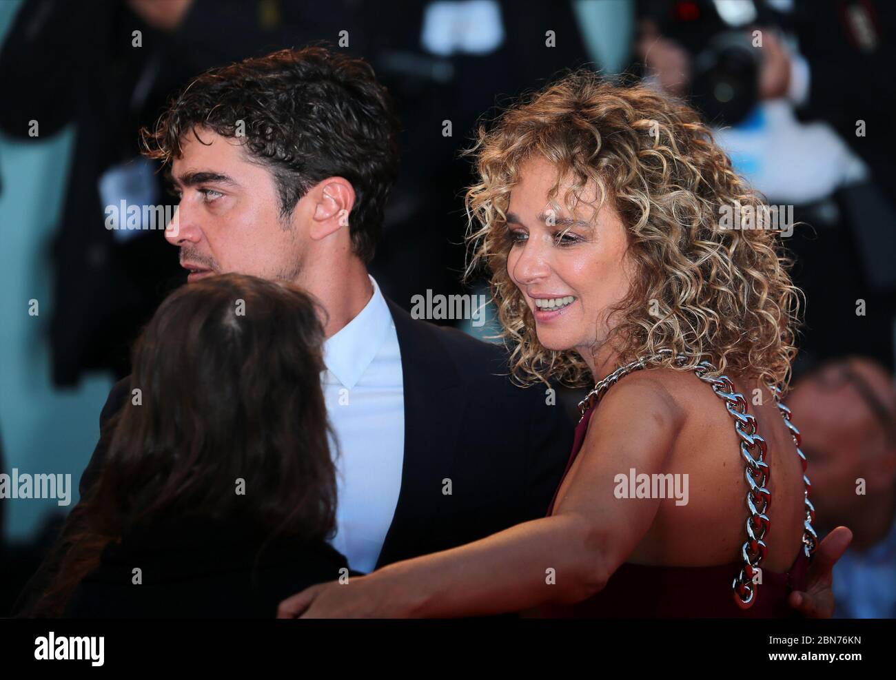 Actress Valeria Golino and actor Riccardo Scamarcio attends the red carpet of the Closing Ceremony during the 72nd Venice Film Festival Stock Photo