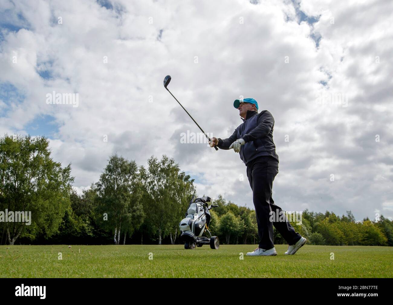 A golfer as Scarthingwell Golf Club in Tadcaster reopens today as some