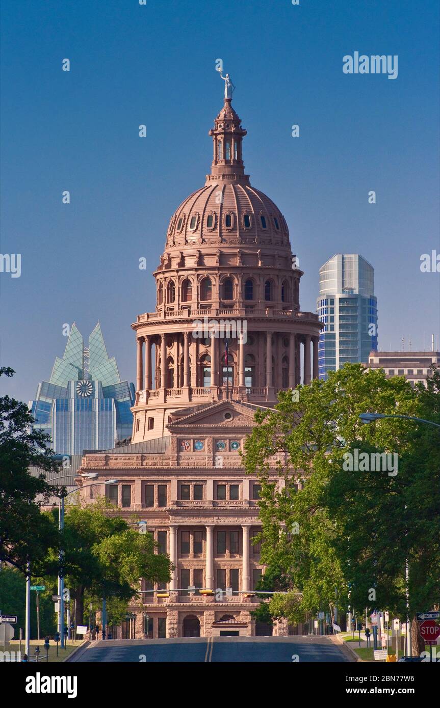 Texas State Capitol, new highrises behind, in Austin, Texas, USA Stock Photo