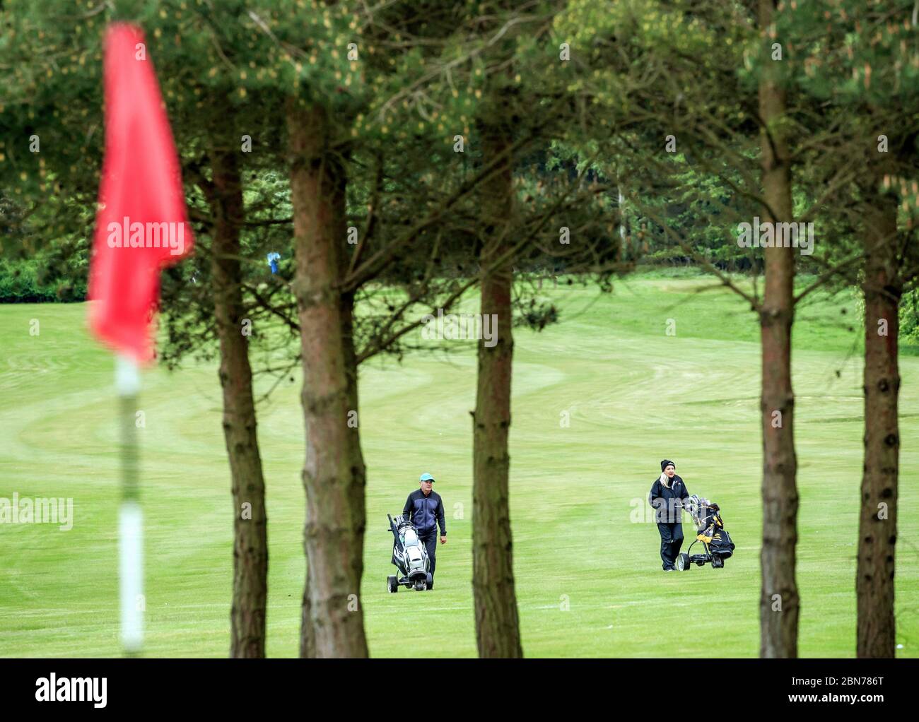 Golfers as Scarthingwell Golf Club in Tadcaster reopens today as some