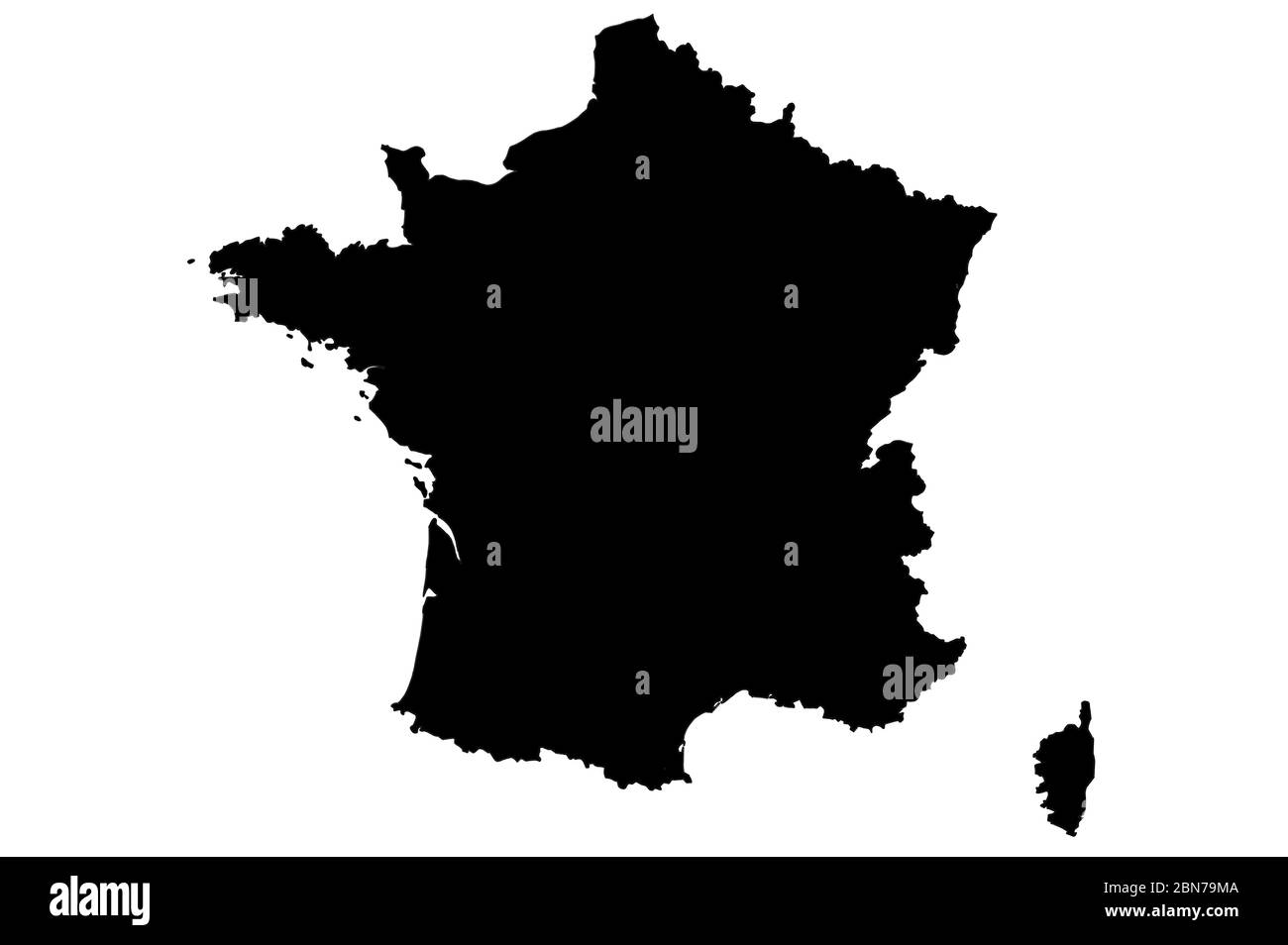 Black map of France on isolated on white background Stock Photo