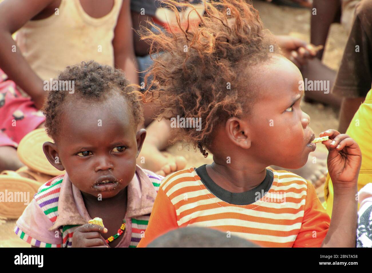 Samburu Maasai children. Samburu Maasai an ethnic group of semi-nomadic people Photographed in Samburu, Kenya Stock Photo