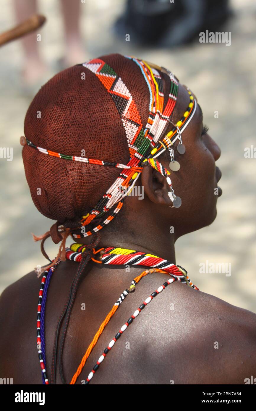 Samburu Maasai man Samburu Maasai an ethnic group of semi-nomadic people Photographed in Samburu, Kenya Stock Photo