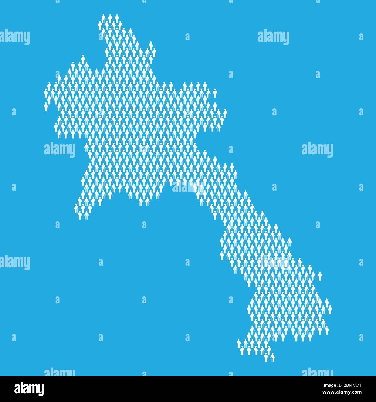 Laos population. Statistic map made from stick figure people Stock