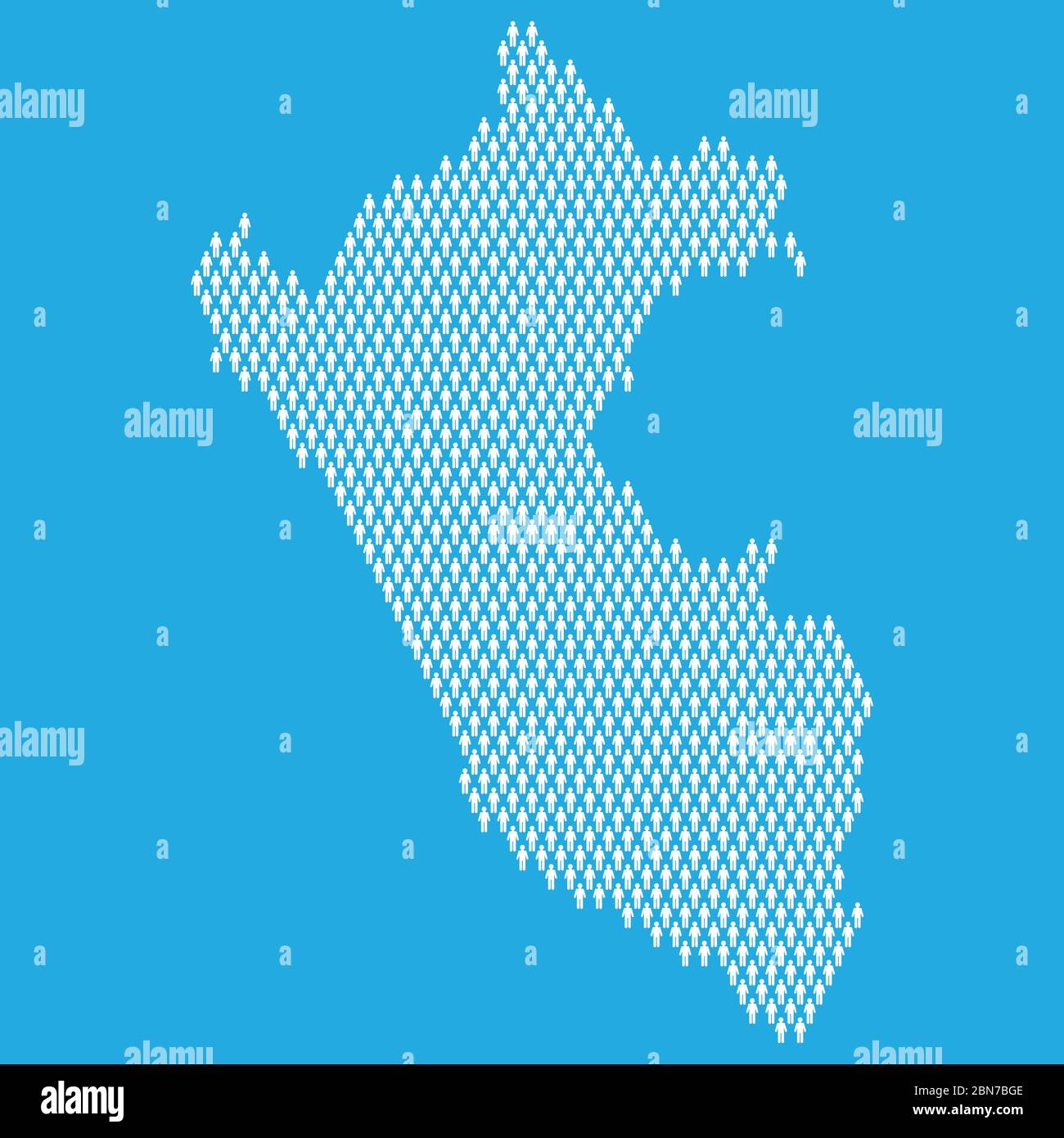 Peru population. Statistic map made from stick figure people Stock Vector