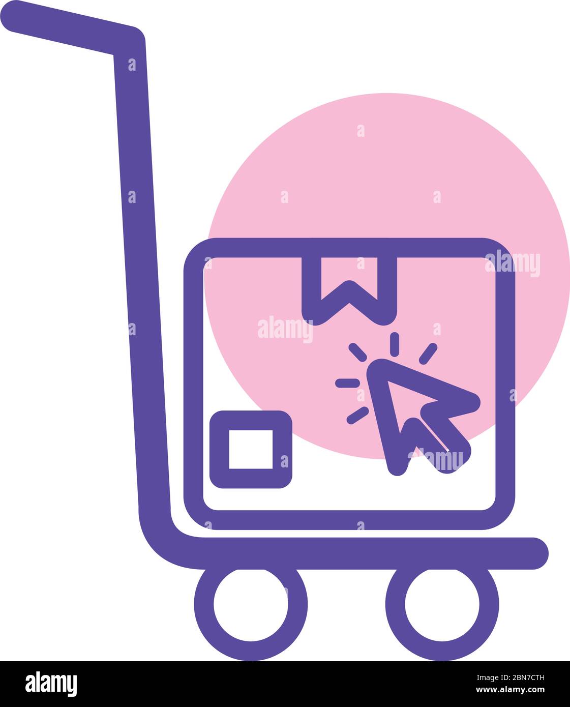 cart with box delivery and cursor line style icon Stock Vector Image ...