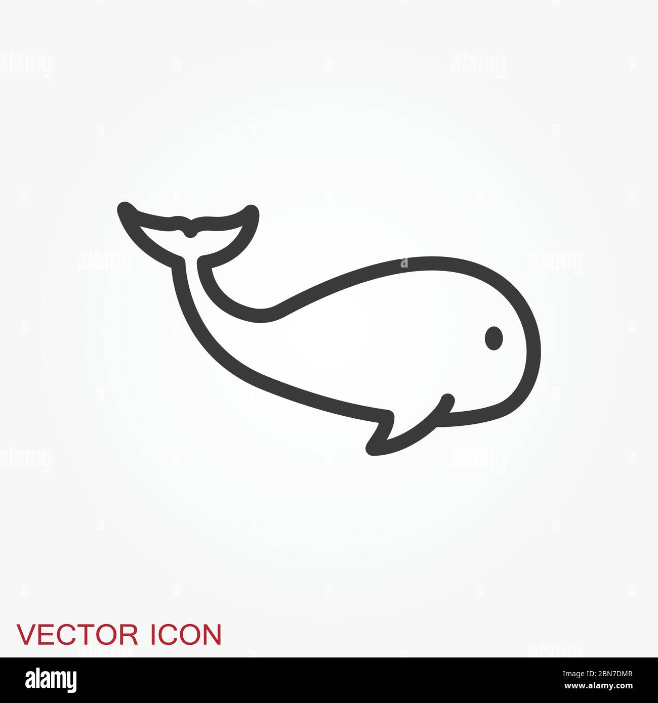 Whale vector icon. Underwater. Animal symbol isolated on background. Stock Vector
