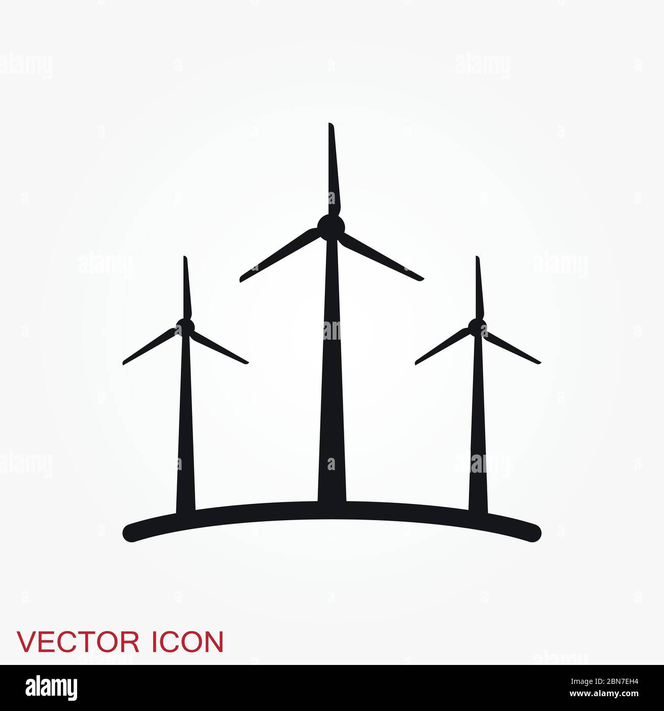 Windmill vector icon, wind turbine symbol isolated on background. Stock Vector