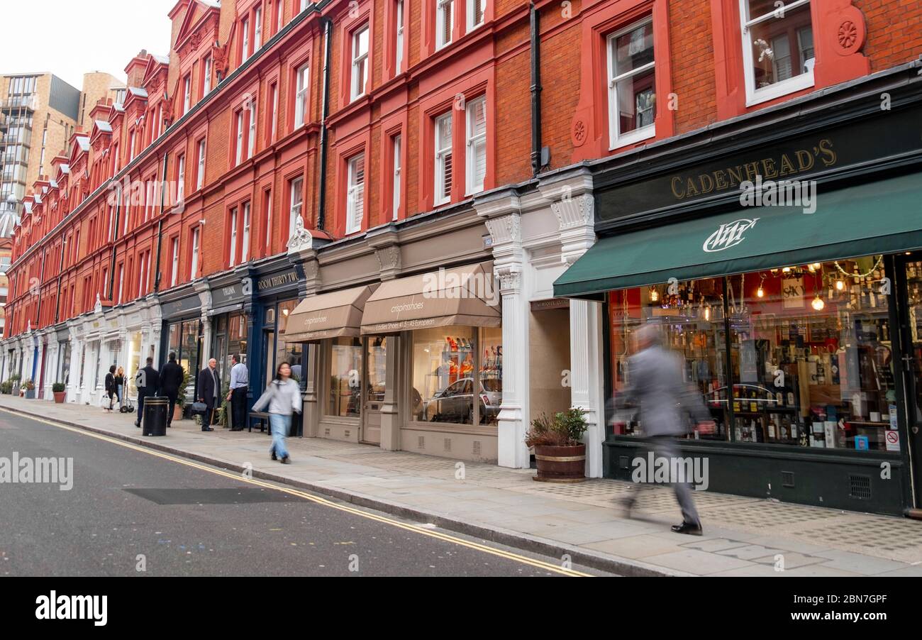 Chiltern Street in Marylebone district of west London- a premium shopping street with luxury fashion stores and night life venues Stock Photo