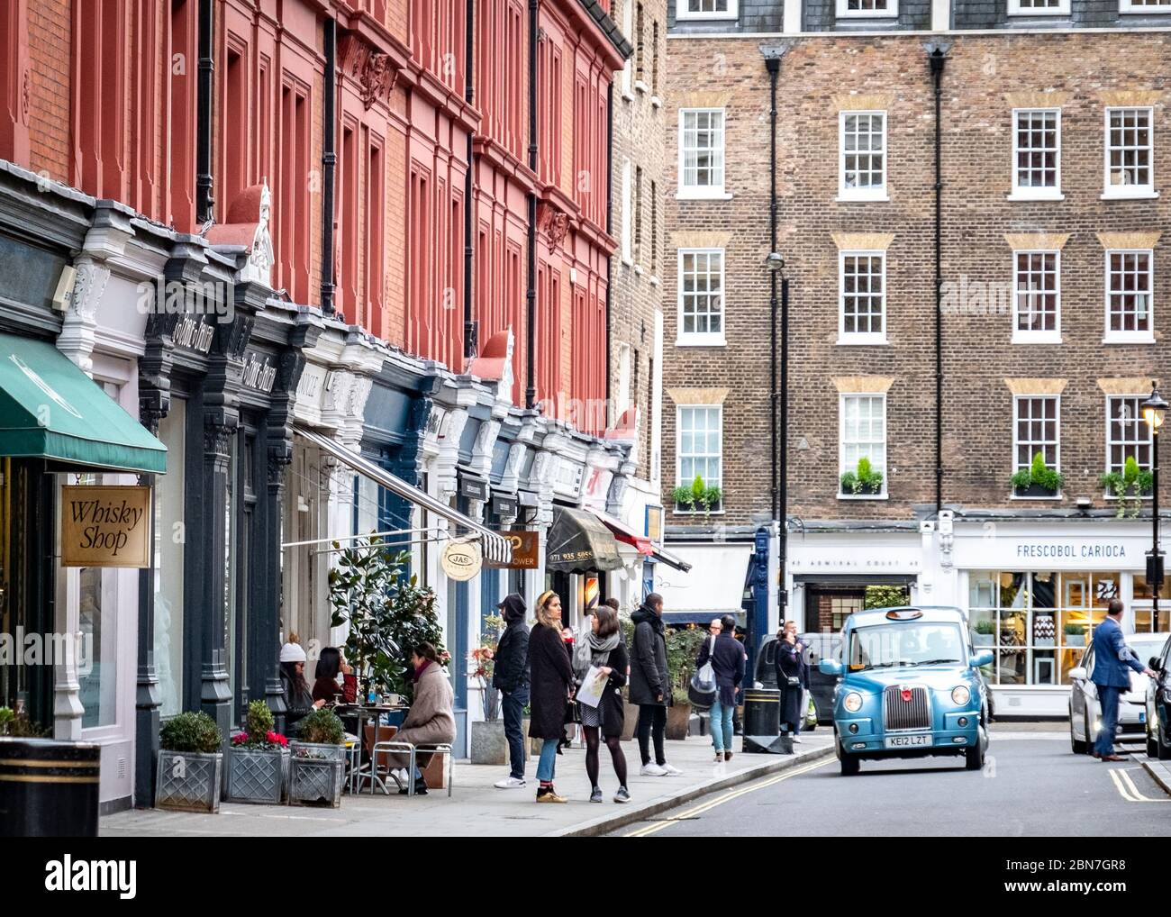 Chiltern Street in Marylebone district of west London- a premium shopping street with luxury fashion stores and night life venues Stock Photo