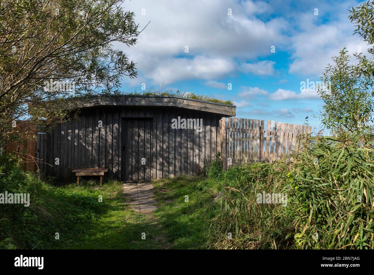Bird watching hut at the Beltringharder Koog near Luettmoorsiel