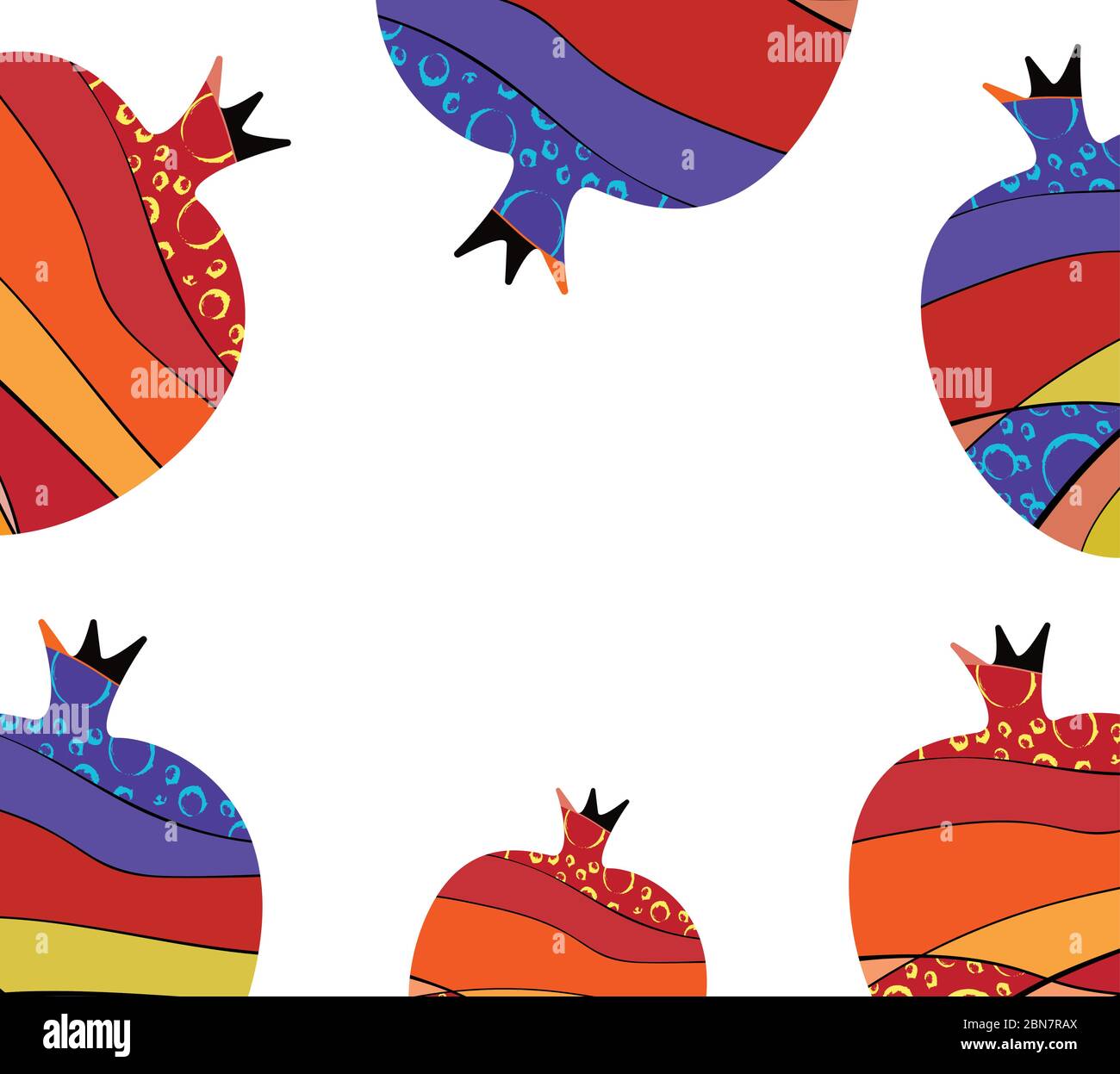 Cute frame with stylized pomegranates. Vector illustration Stock Vector