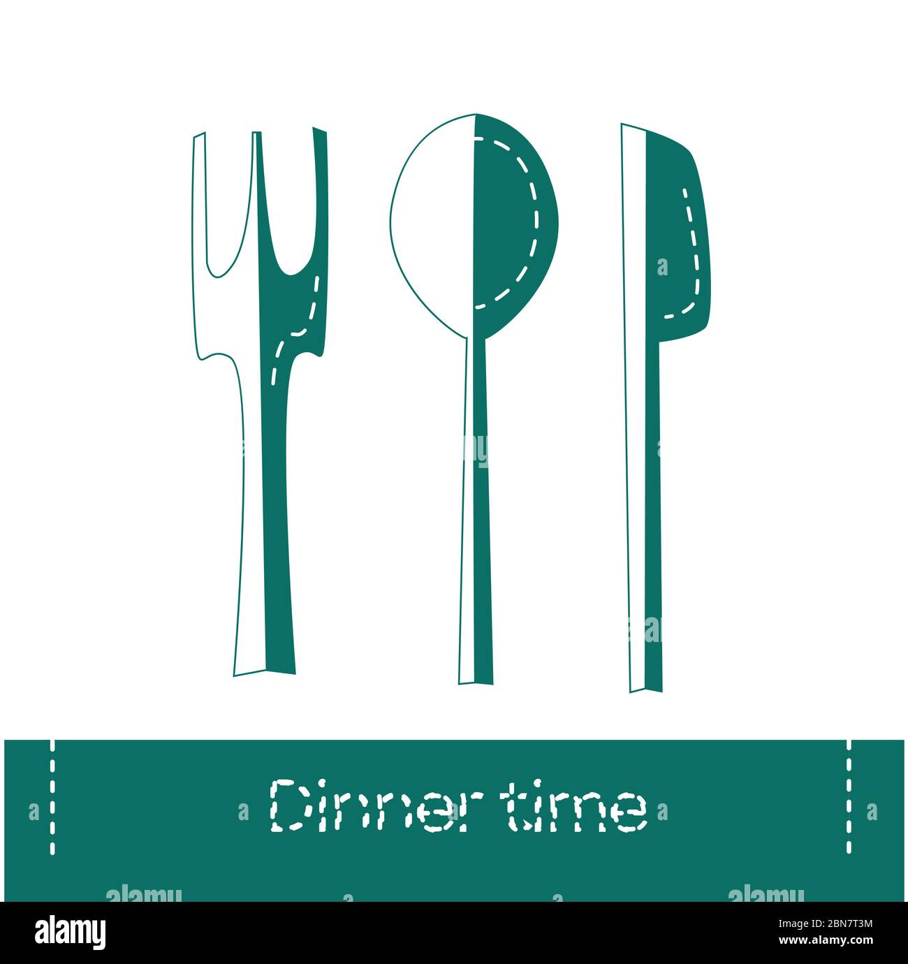 Fork, spoon and knife icon isolated. Dinner time. Eating, nutrition regime, meal time and diet concept. Vector Illustration Stock Vector