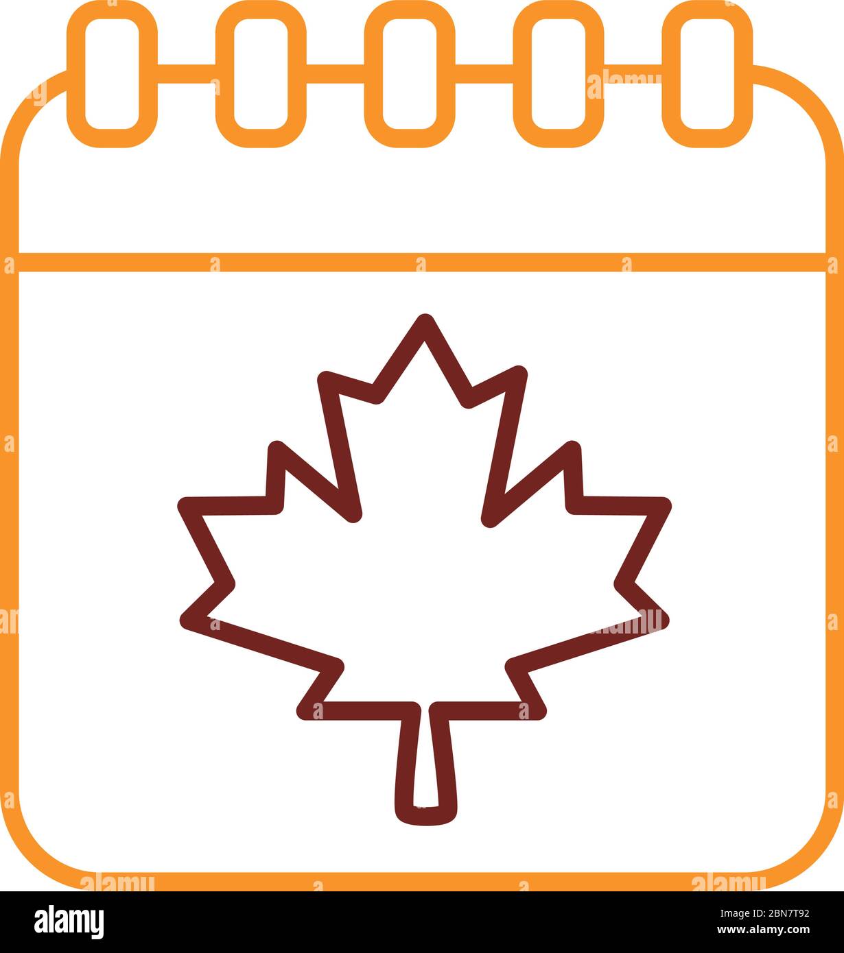 calendar with maple leaf canadian line style Stock Vector