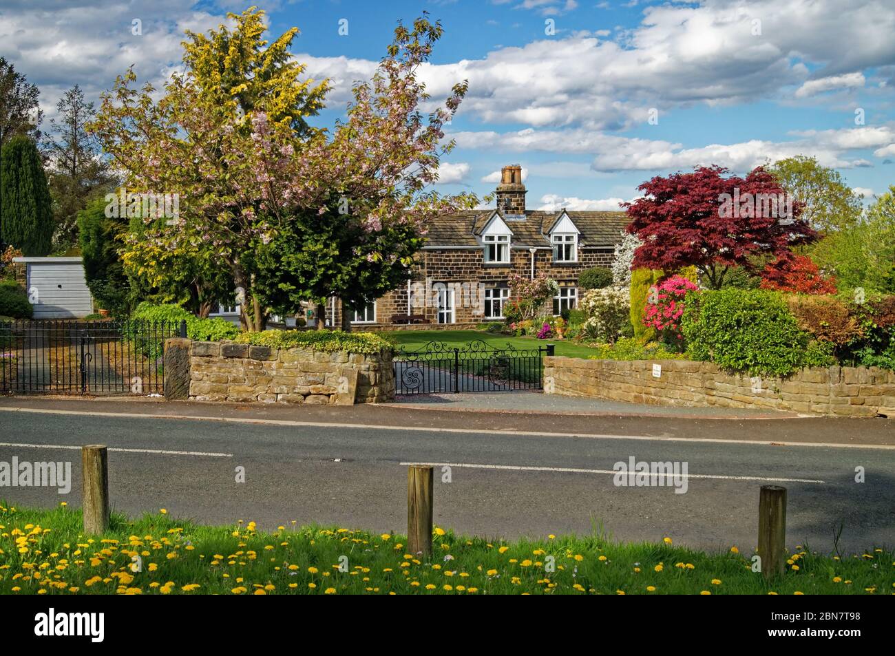 UK,West Yorkshire,Wakefield,Woolley Cottages next to The Green Stock