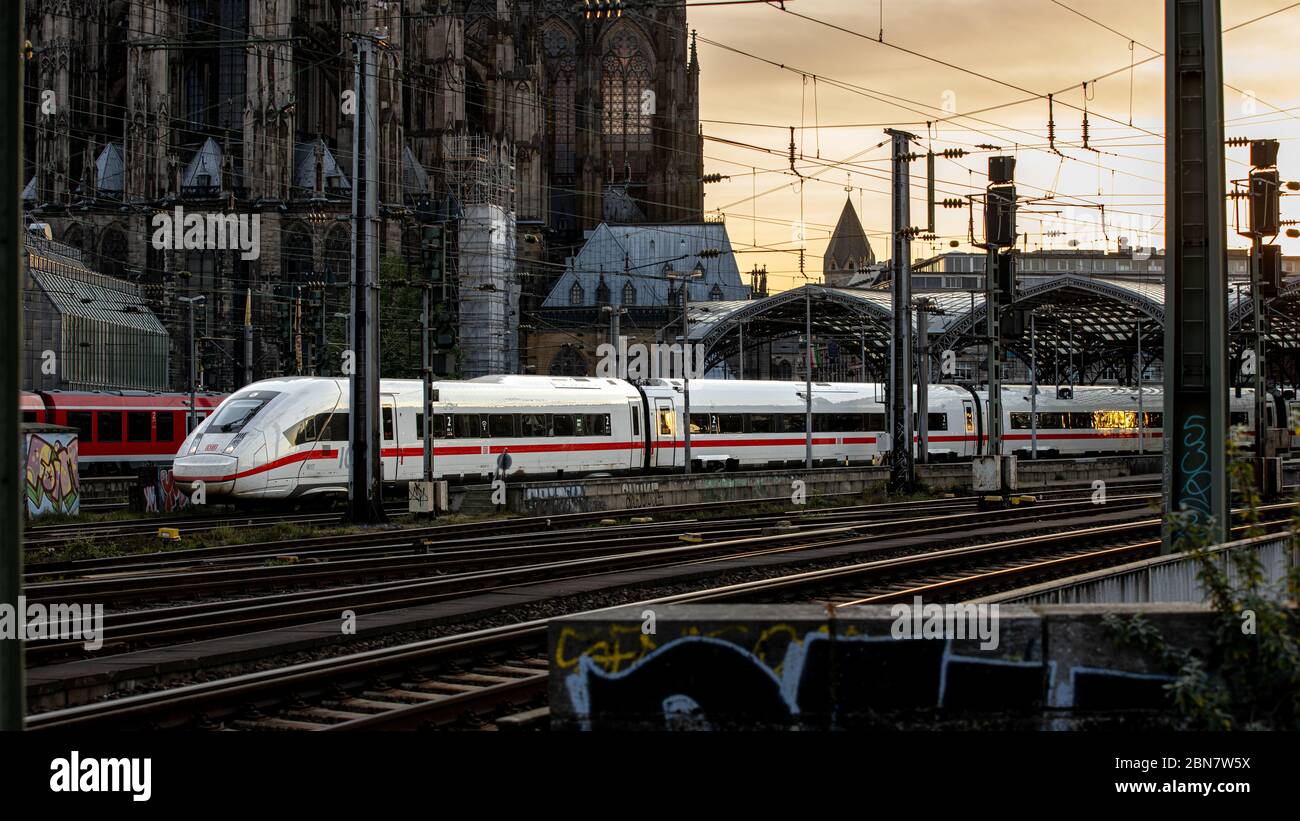 Intercity Express leaving from Cologne Central Station Stock Photo