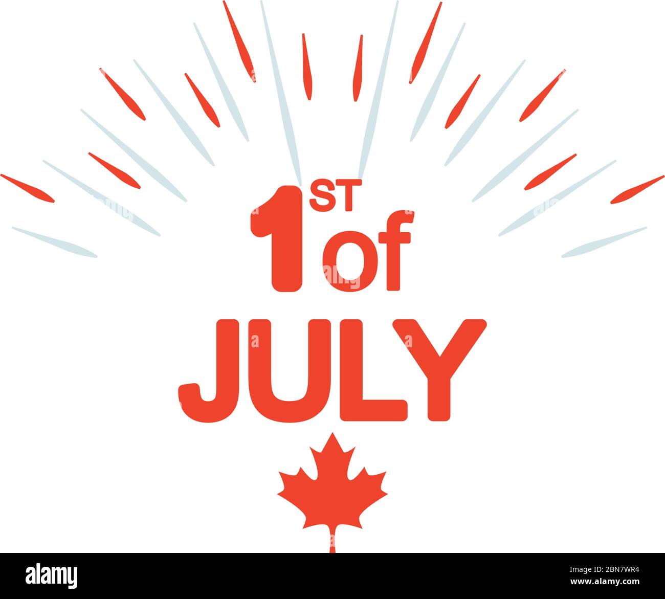 canada day concept, maple leaf, burst and 1st of july lettering design ...