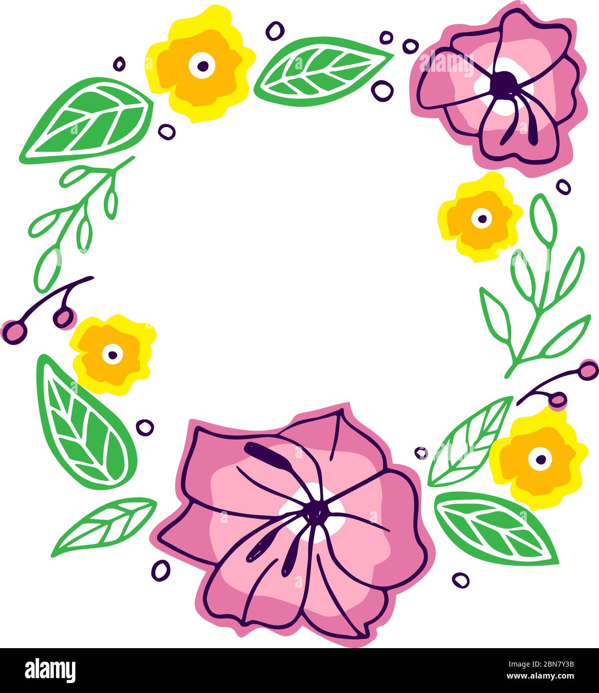 Vector flower wreath isolated on white background Stock Vector Image ...