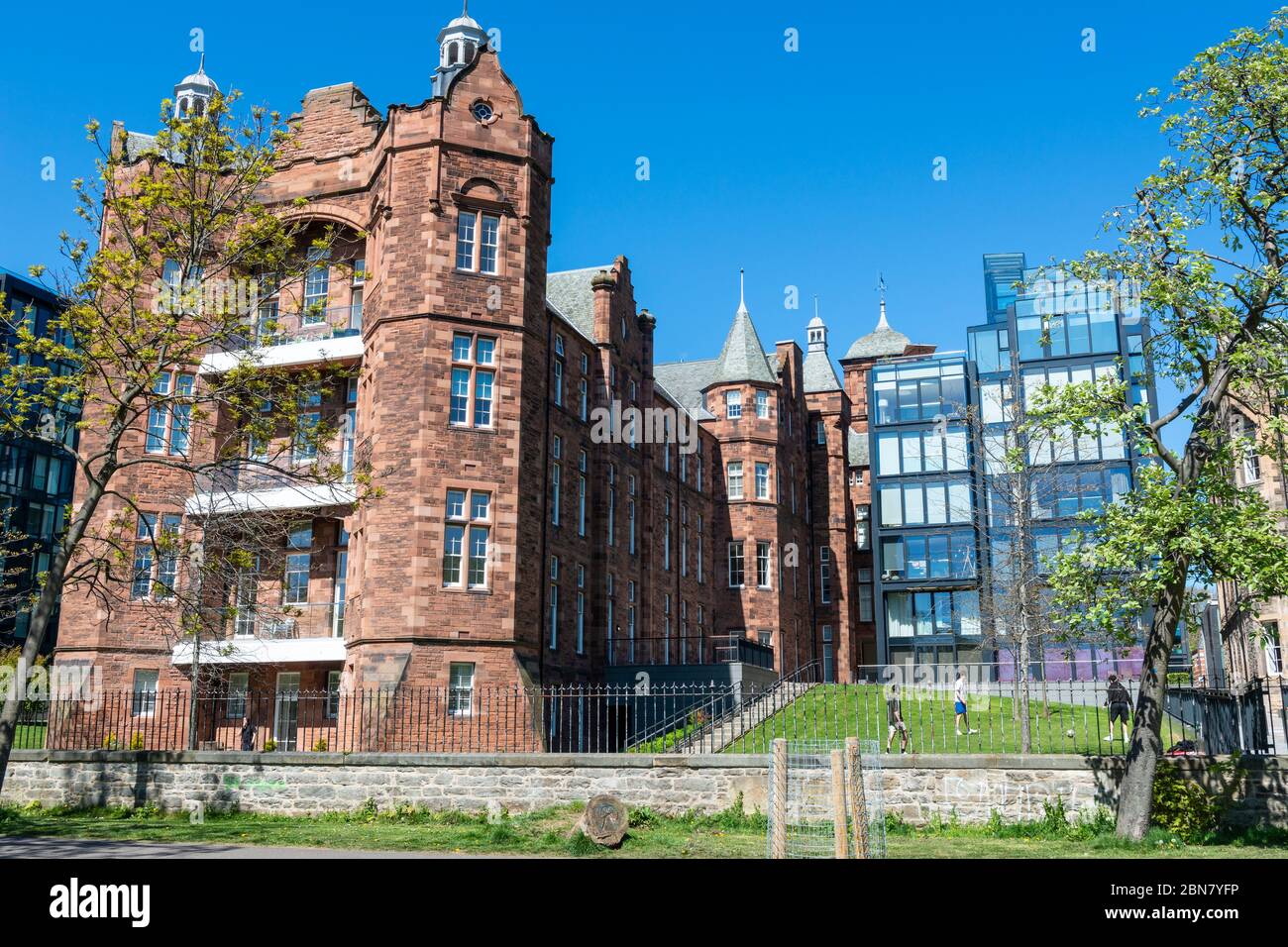 Former Royal Infirmary redevelopment of luxury apartments at Quartermile overlooking The Meadows in Edinburgh, Scotland, UK Stock Photo
