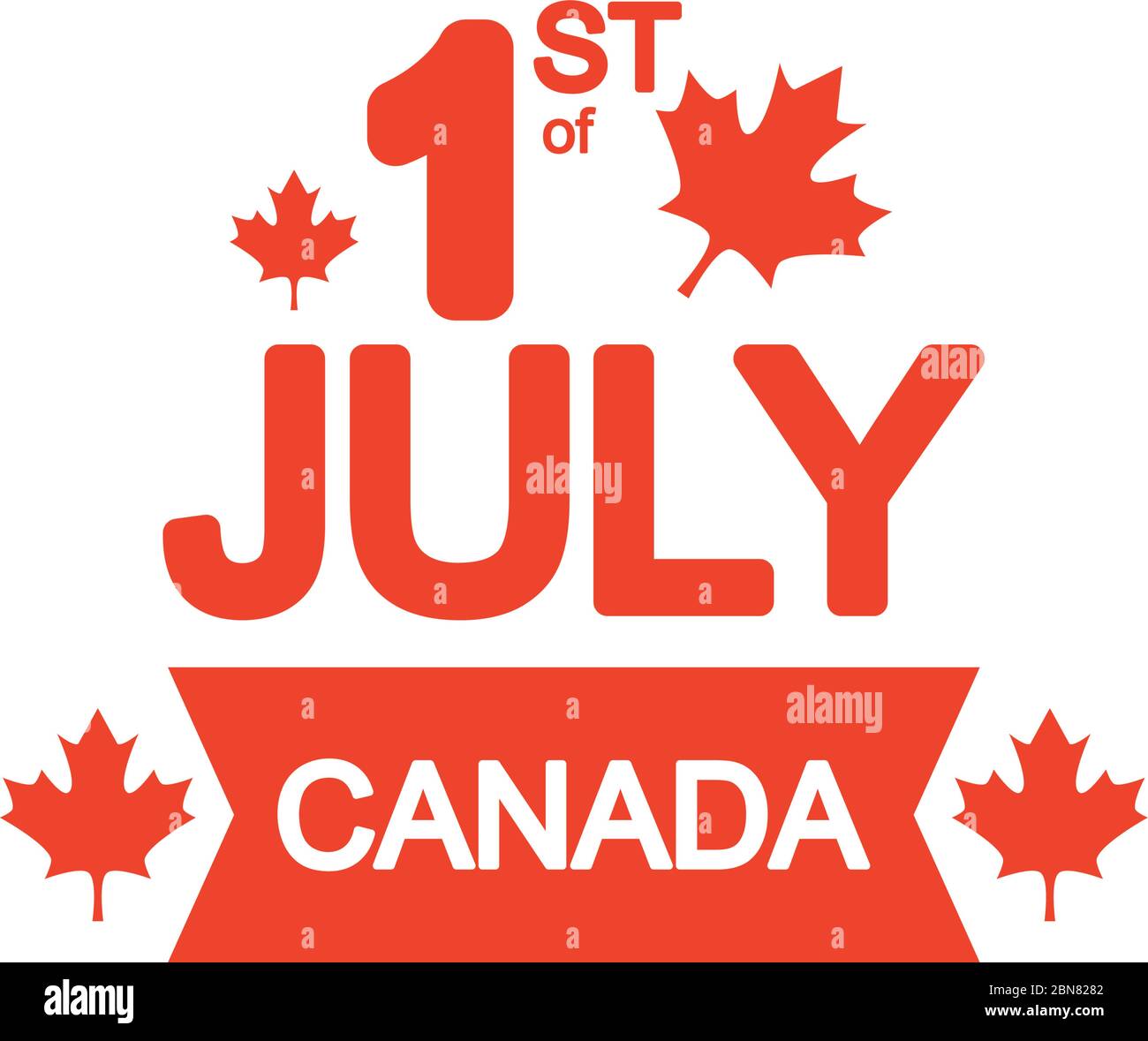canada day concept, 1st of july lettering design with decorative ribbon ...
