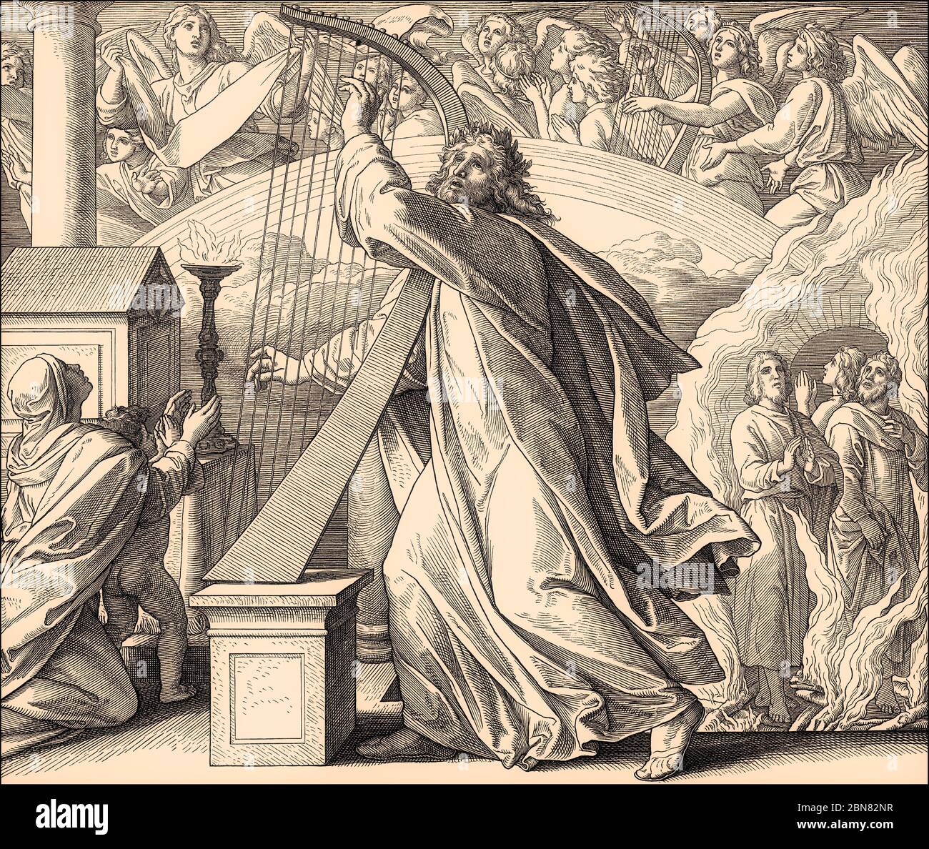 David the Psalmist, Old Testament, by Julius Schnorr von Carolsfeld Stock Photo