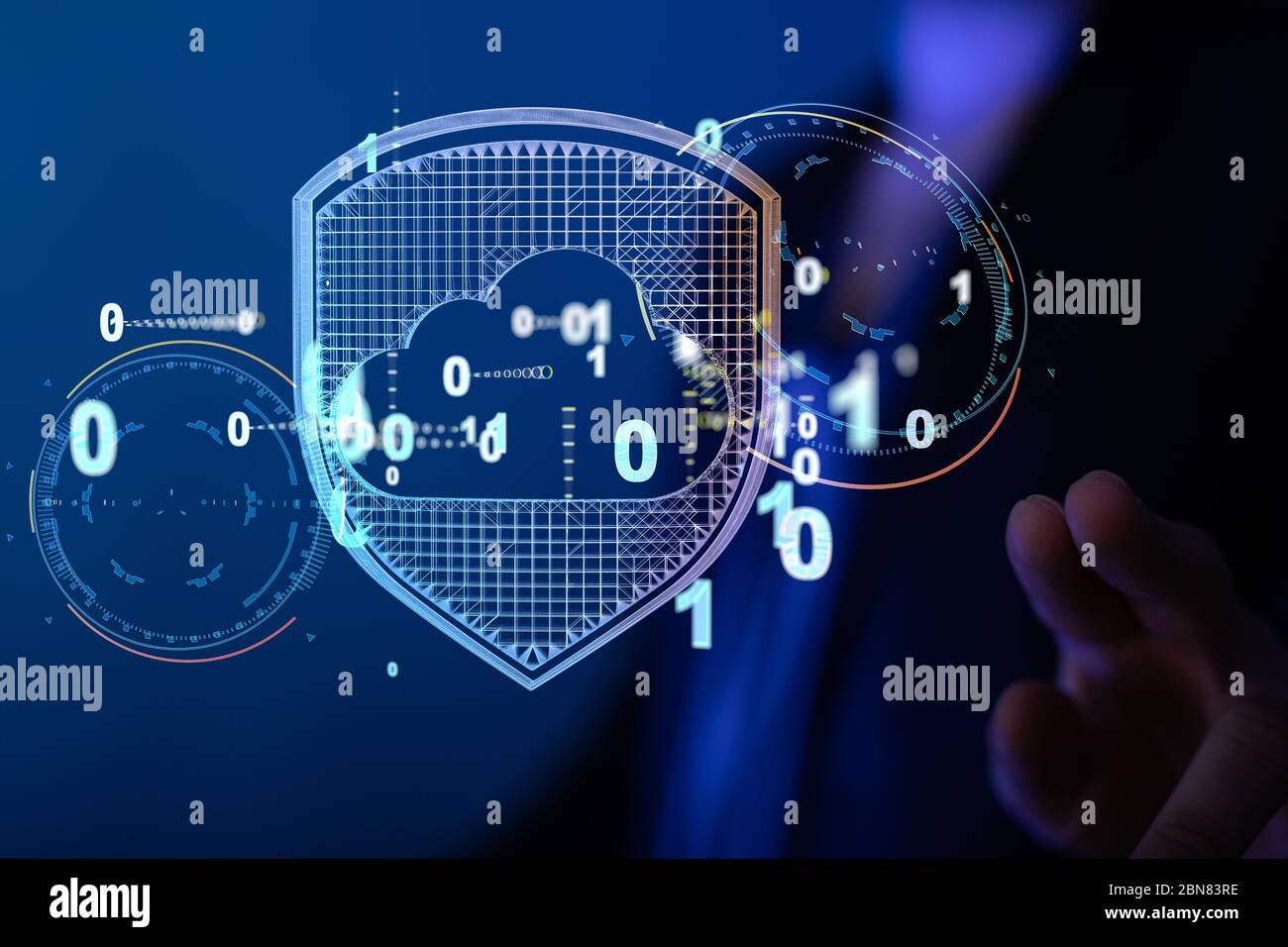 A Data sorting flow process. Big data stream futuristic infographic. Stock Photo