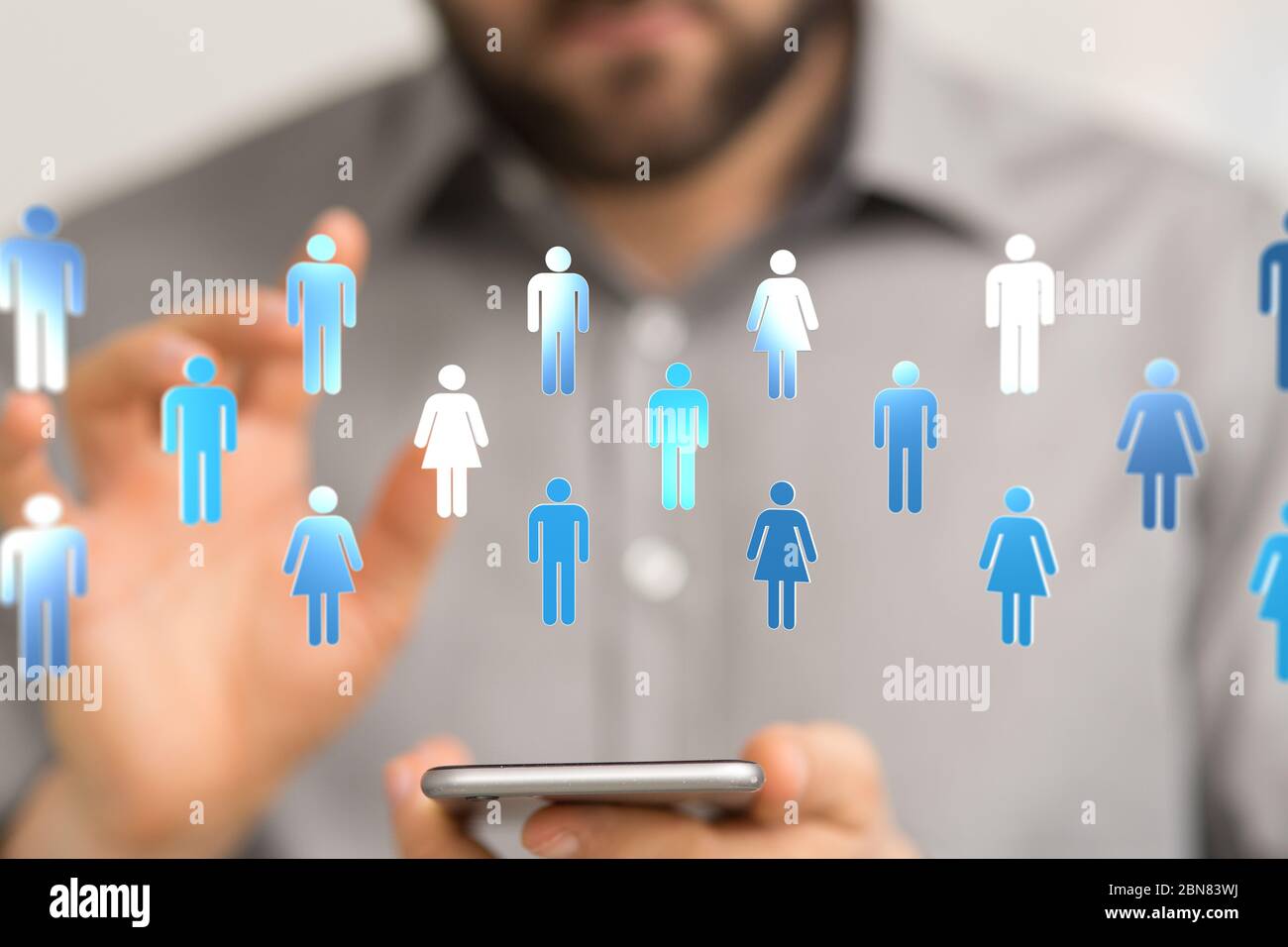 A digital 3d network team in hand Stock Photo