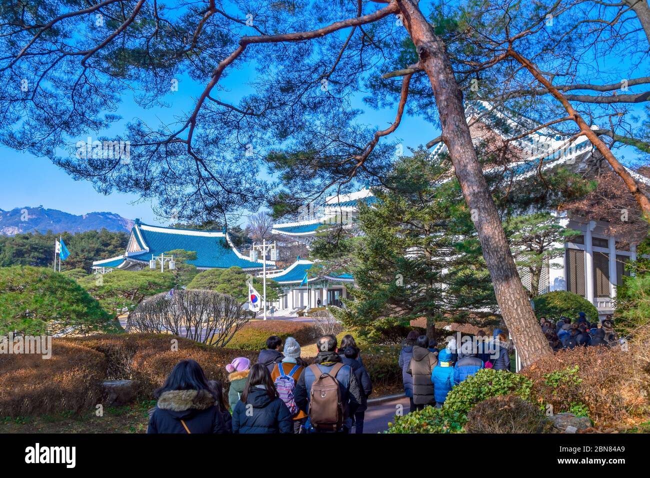 Seoul,South Korea 1/9/2020 People visit Blue House presidential office in Seoul South Korea. The Blue House is the executive office and official resid Stock Photo