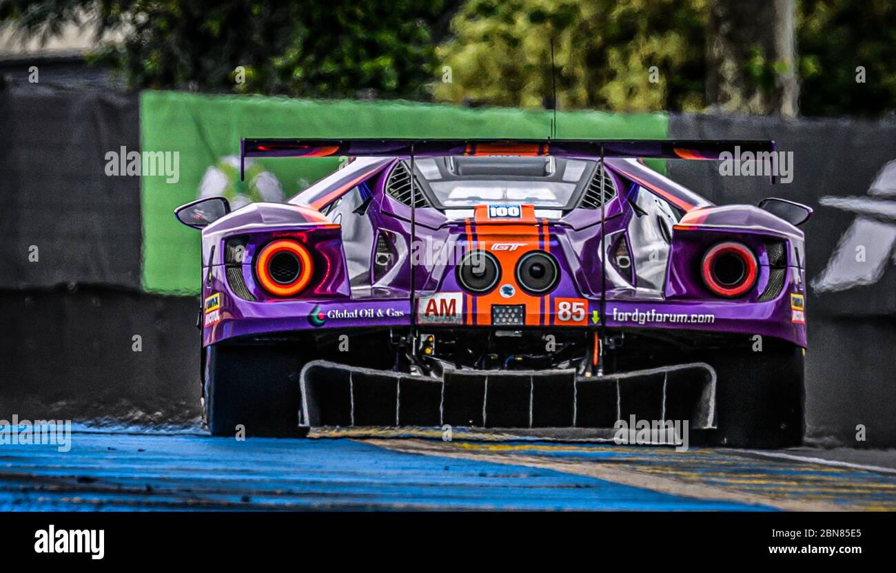 Le Mans / France - June 15-16 2019: 24 hours of Le Mans, Keating Motorsports Team , Ford GT GTEAm, Race of the 24 hours of Le Mans - France Stock Photo