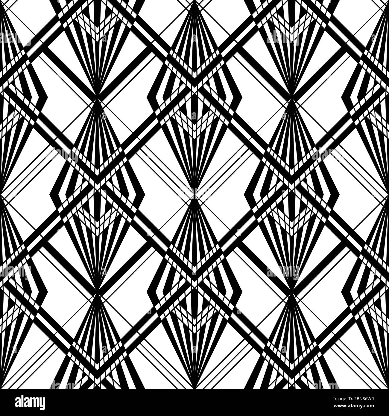 Art Deco Pattern. Vector black white background Stock Vector