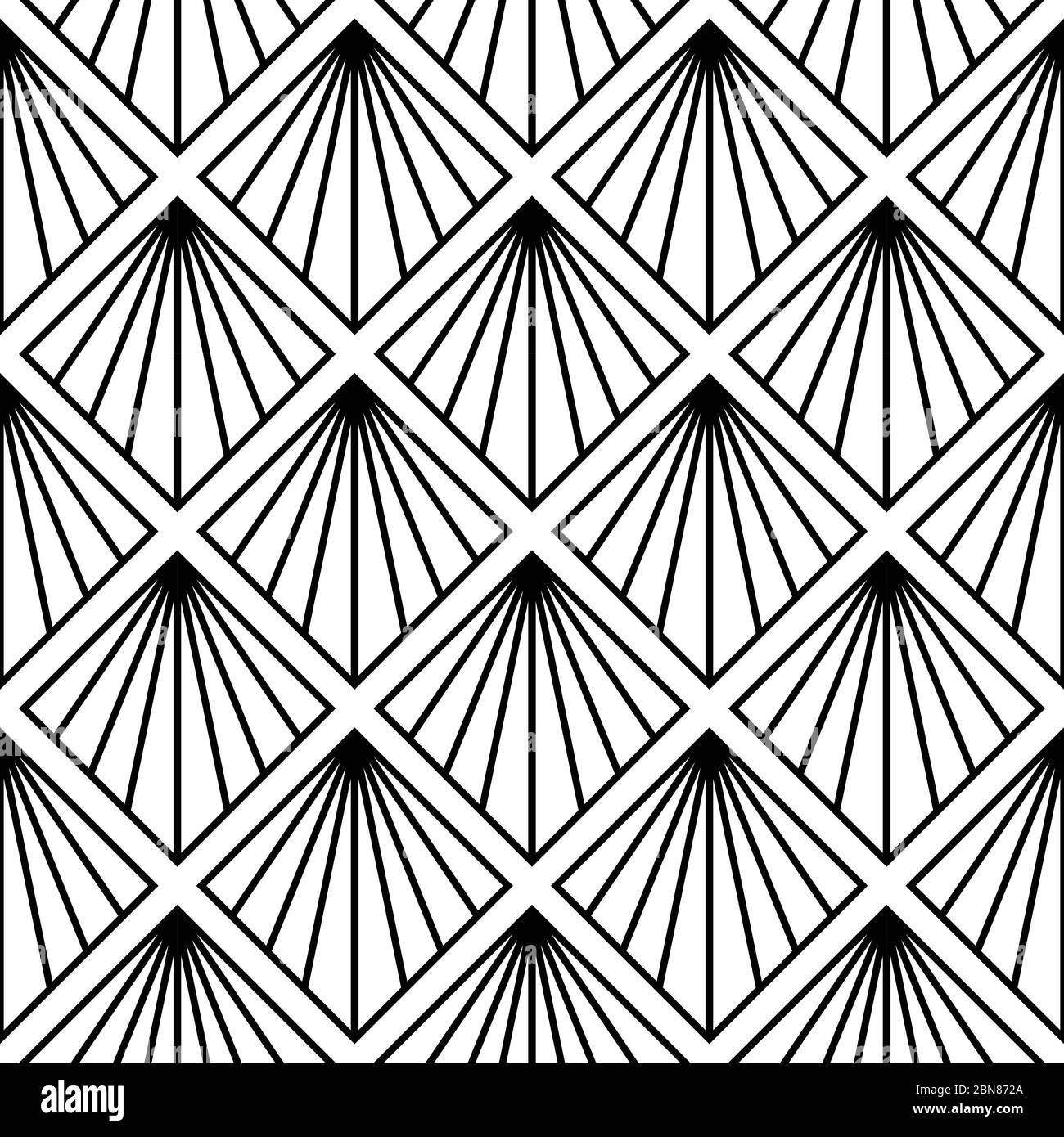 Art Deco Pattern. Vector black white background Stock Vector