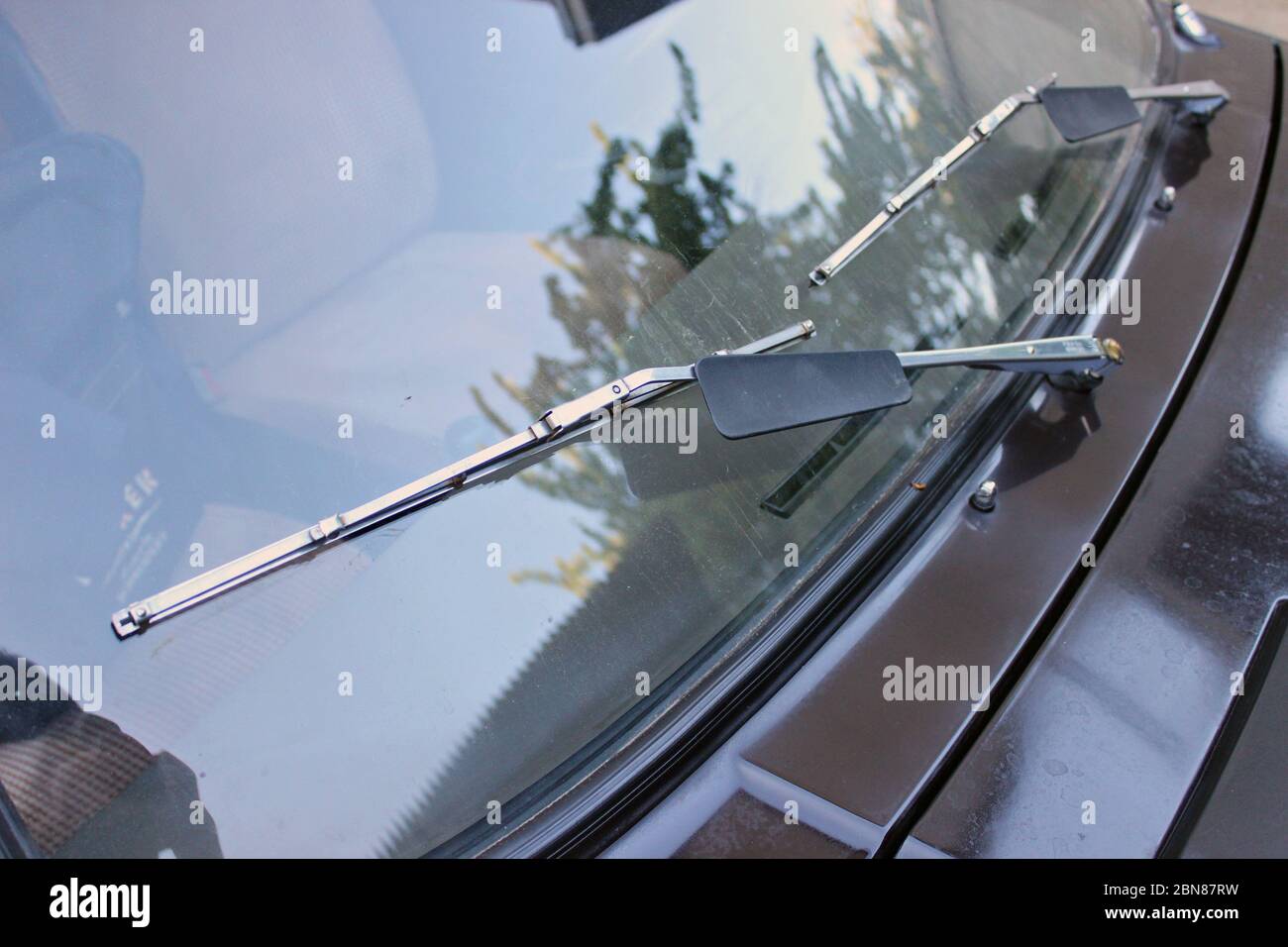 Chrome windshield wipers Stock Photo