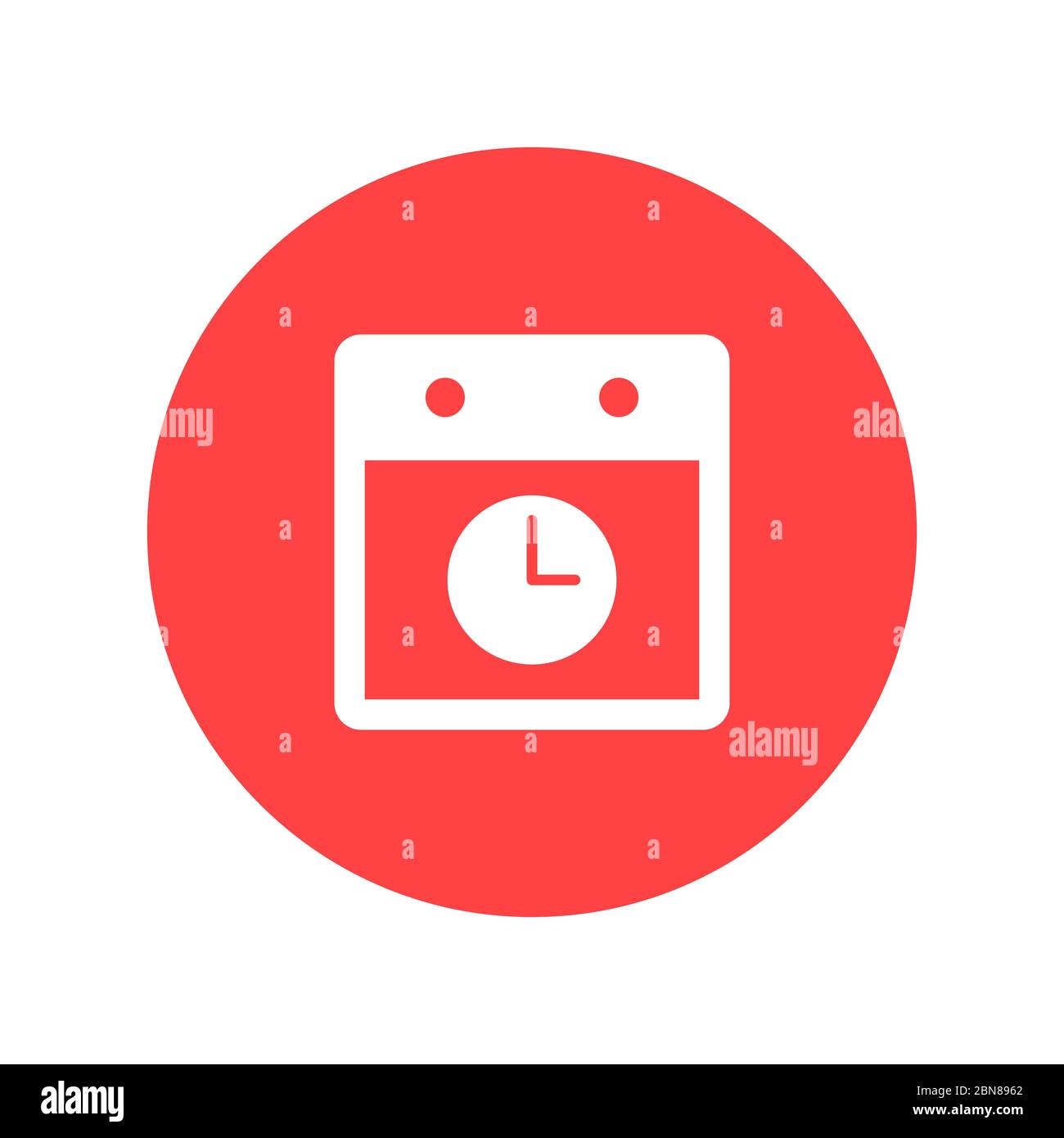 Calendar with clock vector icon symbol isolated on white background Stock Vector
