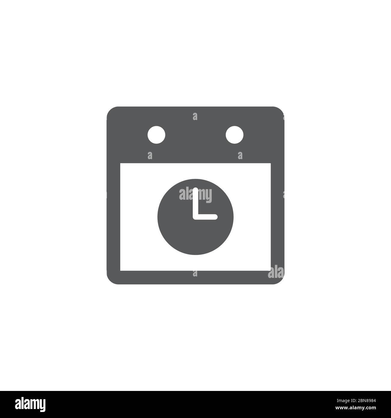 Calendar with clock vector icon symbol isolated on white background Stock Vector