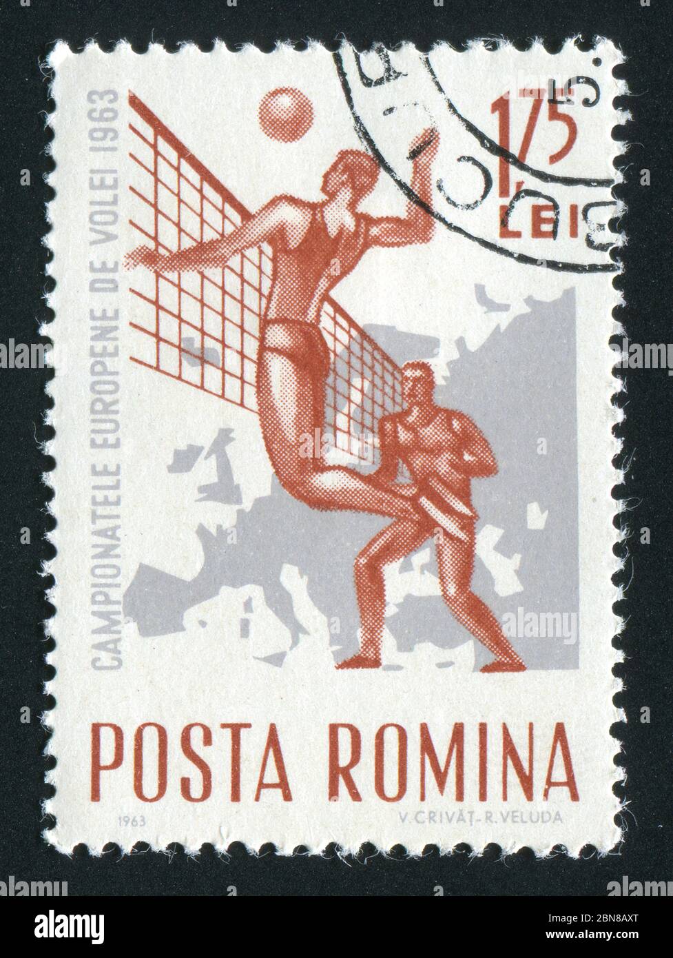 ROMANIA CIRCA 1963 Sports competitions on volleyball, circa 1963