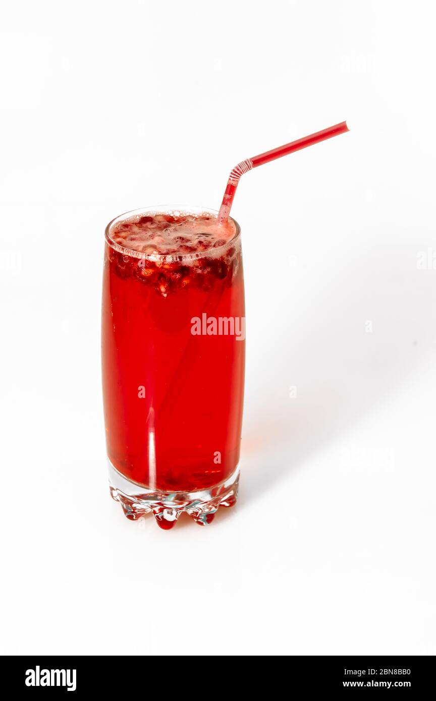 non-alcoholic red cocktail with pomegranate berries Stock Photo