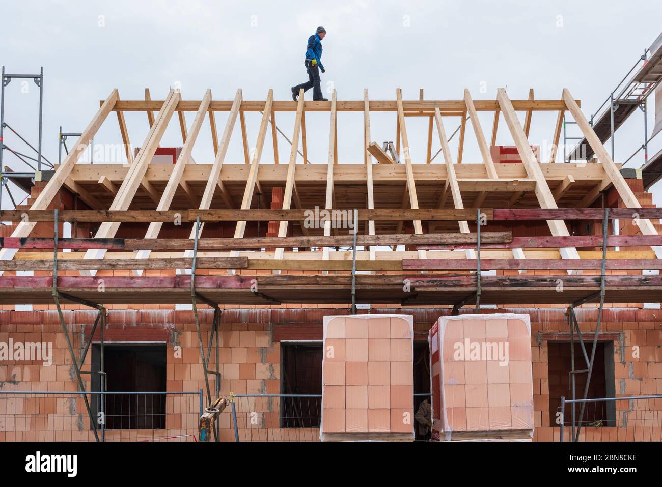 new built house in construction Stock Photo - Alamy