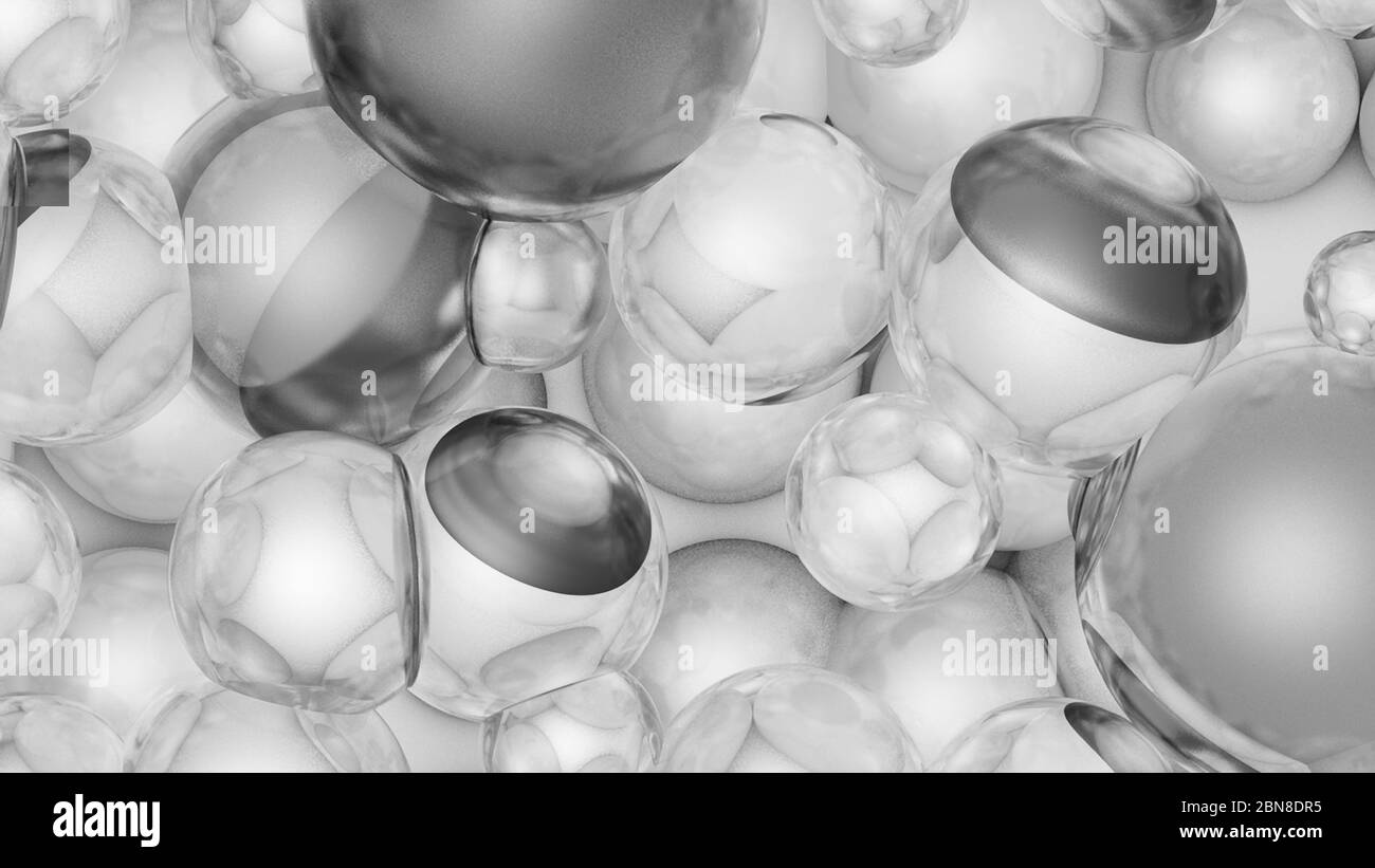 Transparent glass balls. Abstract background. 3D rendering Stock Photo