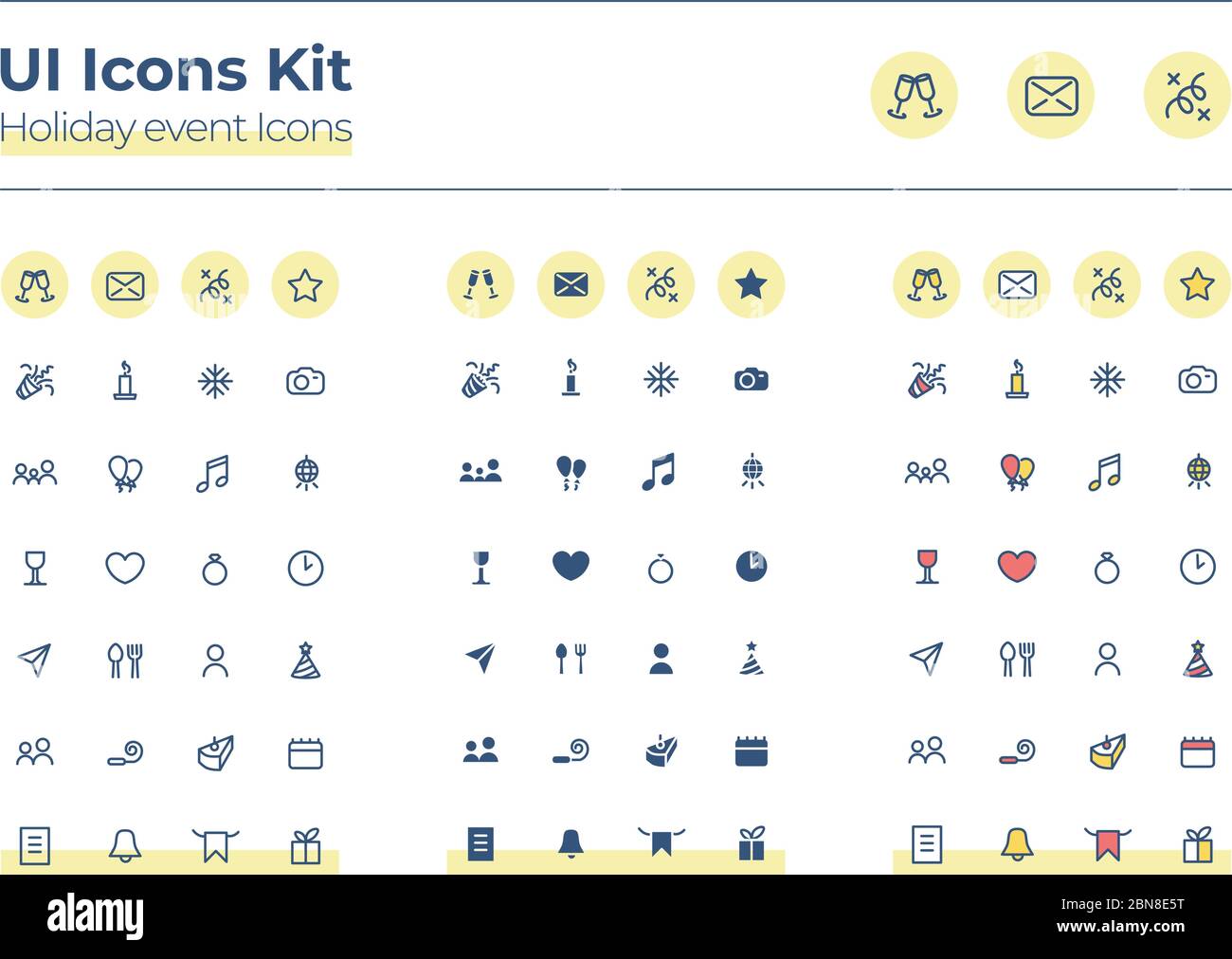 Holiday events UI icons kit Stock Vector