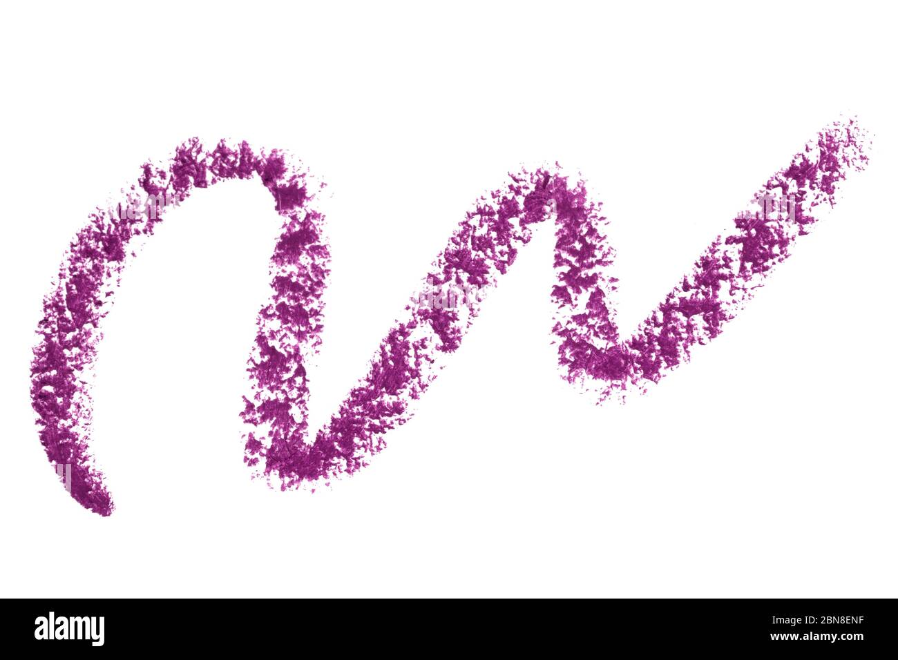 Purple eyeliner trace stroke stripe isolated on white. Make up pencil stroke smear smudge violet