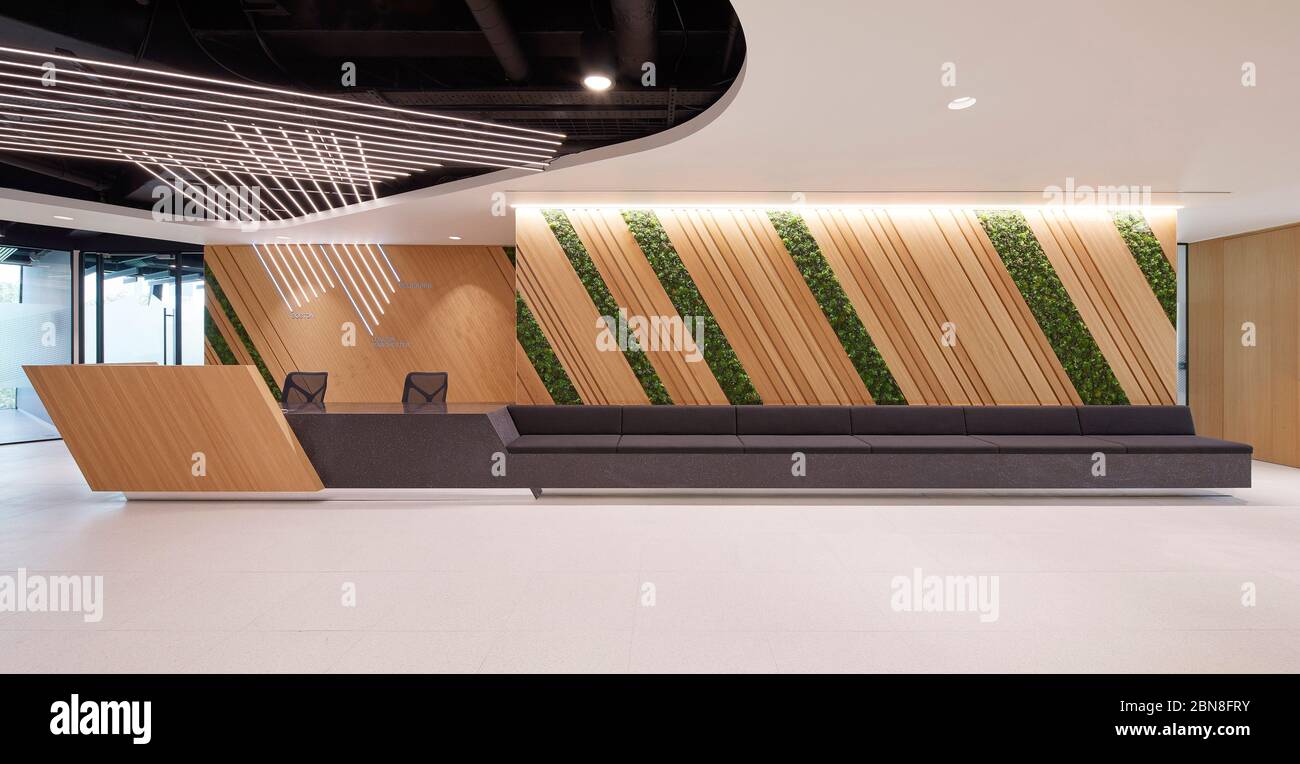 Reception desk. Office interior with smart contemporary design and