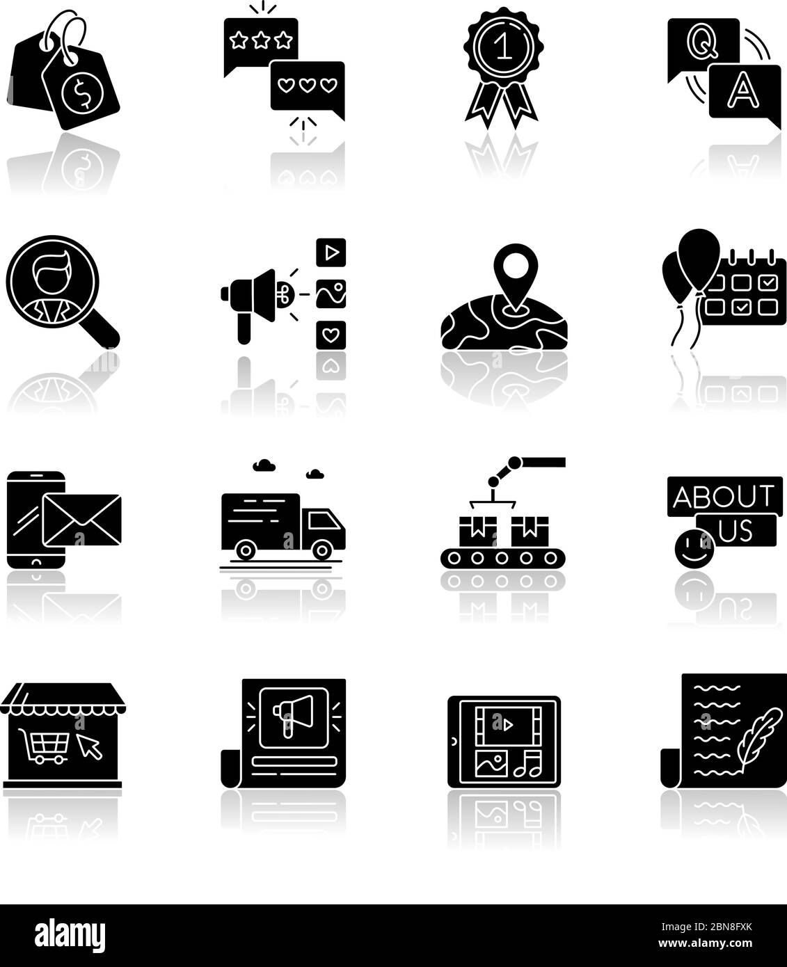 Social media story drop shadow black glyph icons set Stock Vector Image ...