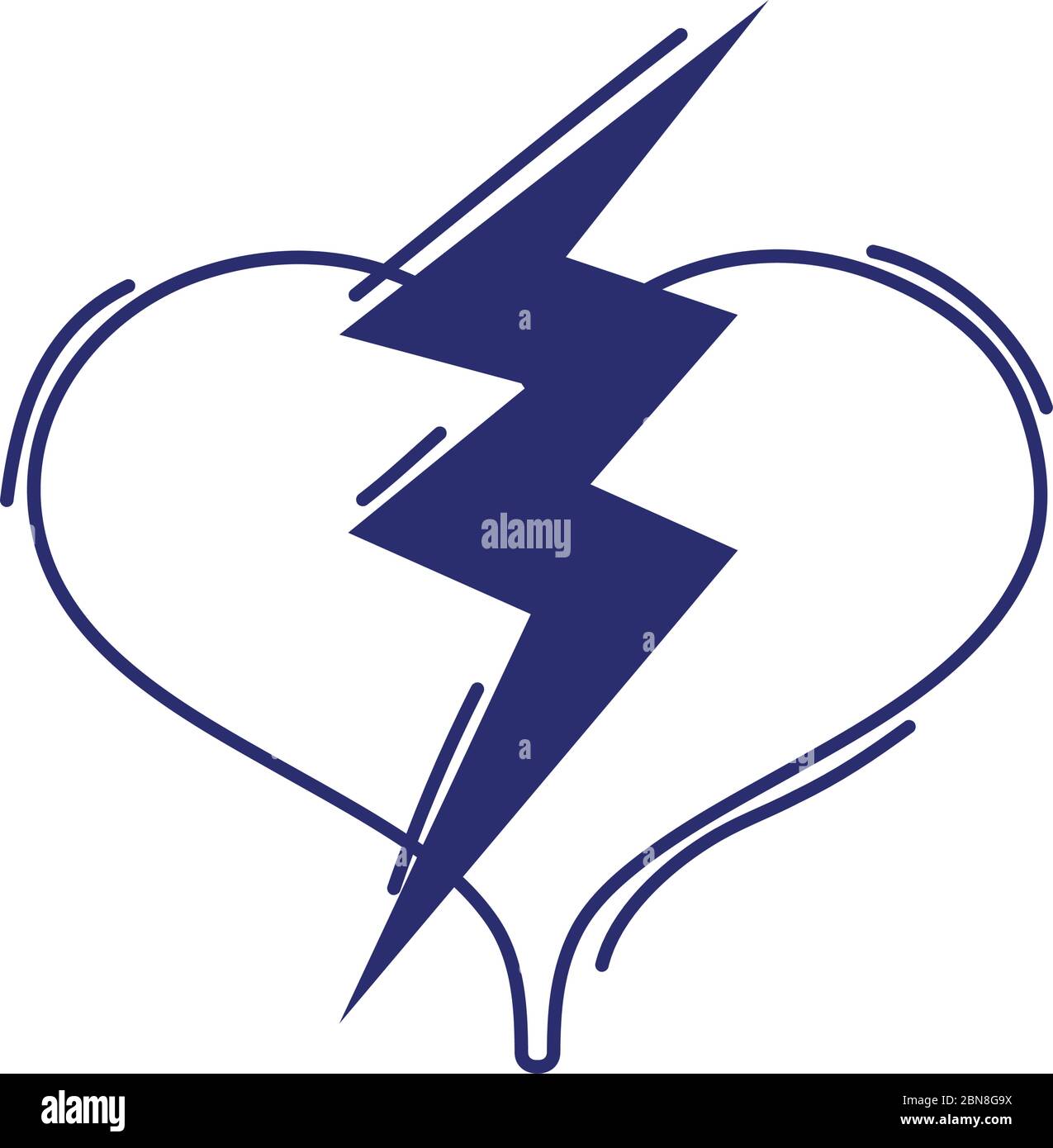 Heart Love Power Thunderbolt Design Isolated Icon Vector Illustration