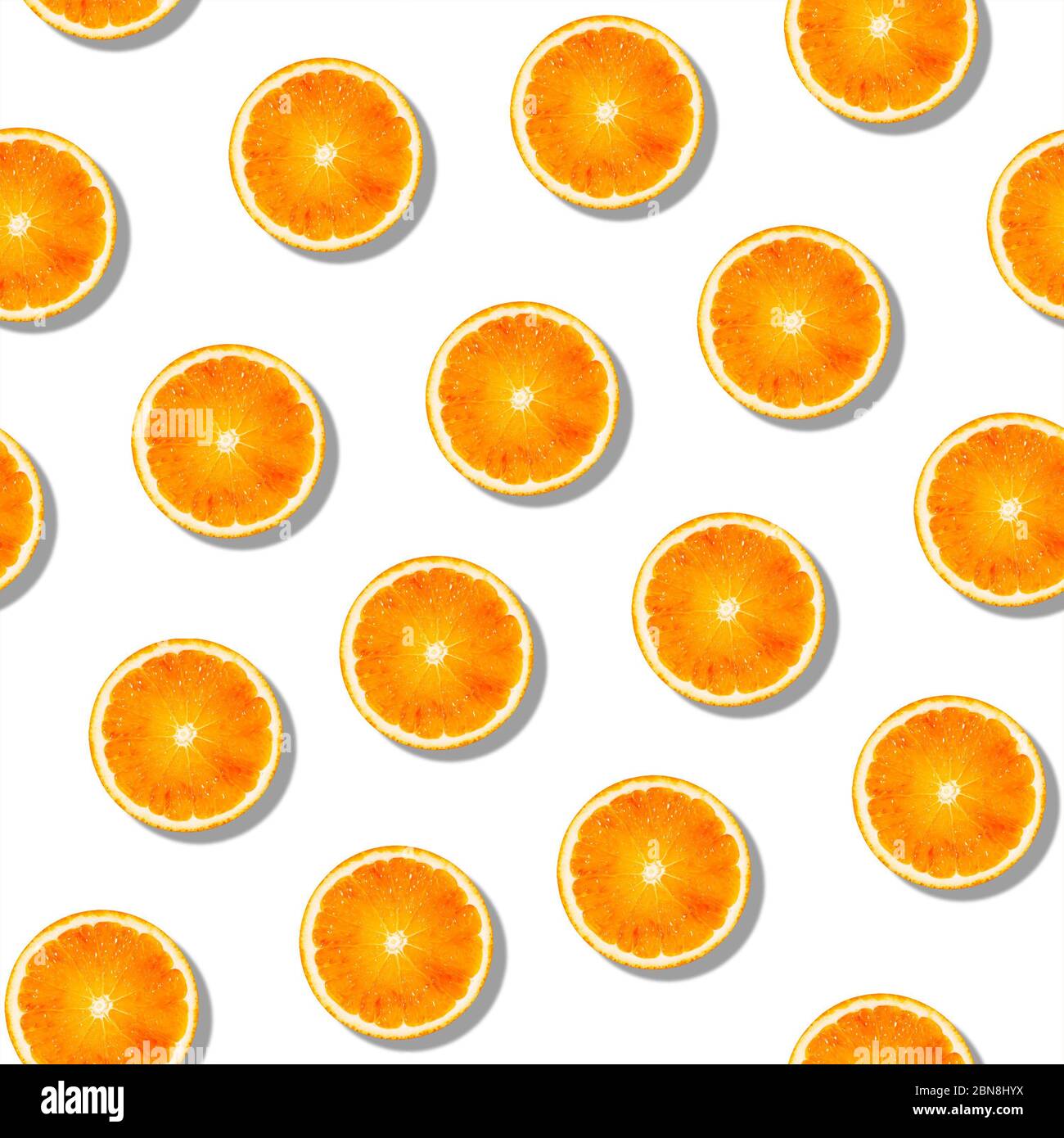 Seamless orange fruit pattern on white background. Colorful fresh ...