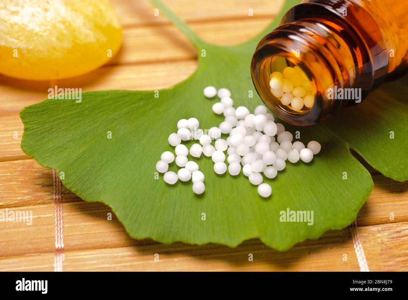alternative and natural medicine with herbal pills Stock Photo