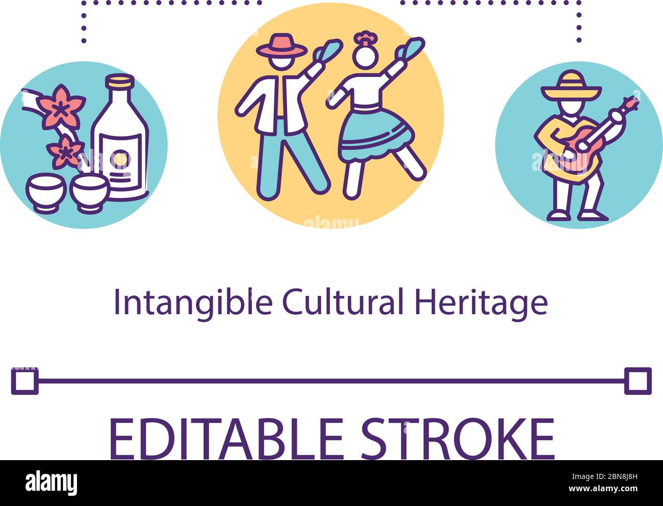 Intangible cultural heritage concept icon Stock Vector